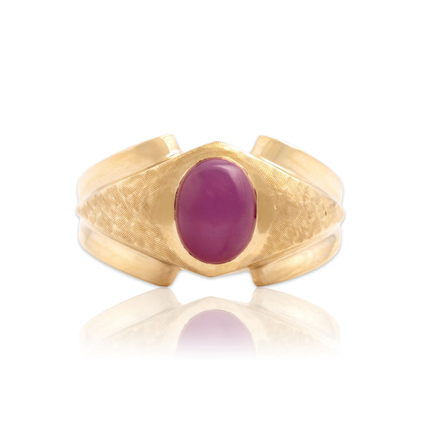 Vintage Heavy 14k Yellow Gold 2.65ct Synthetic Star Ruby Bold Ring 9.50