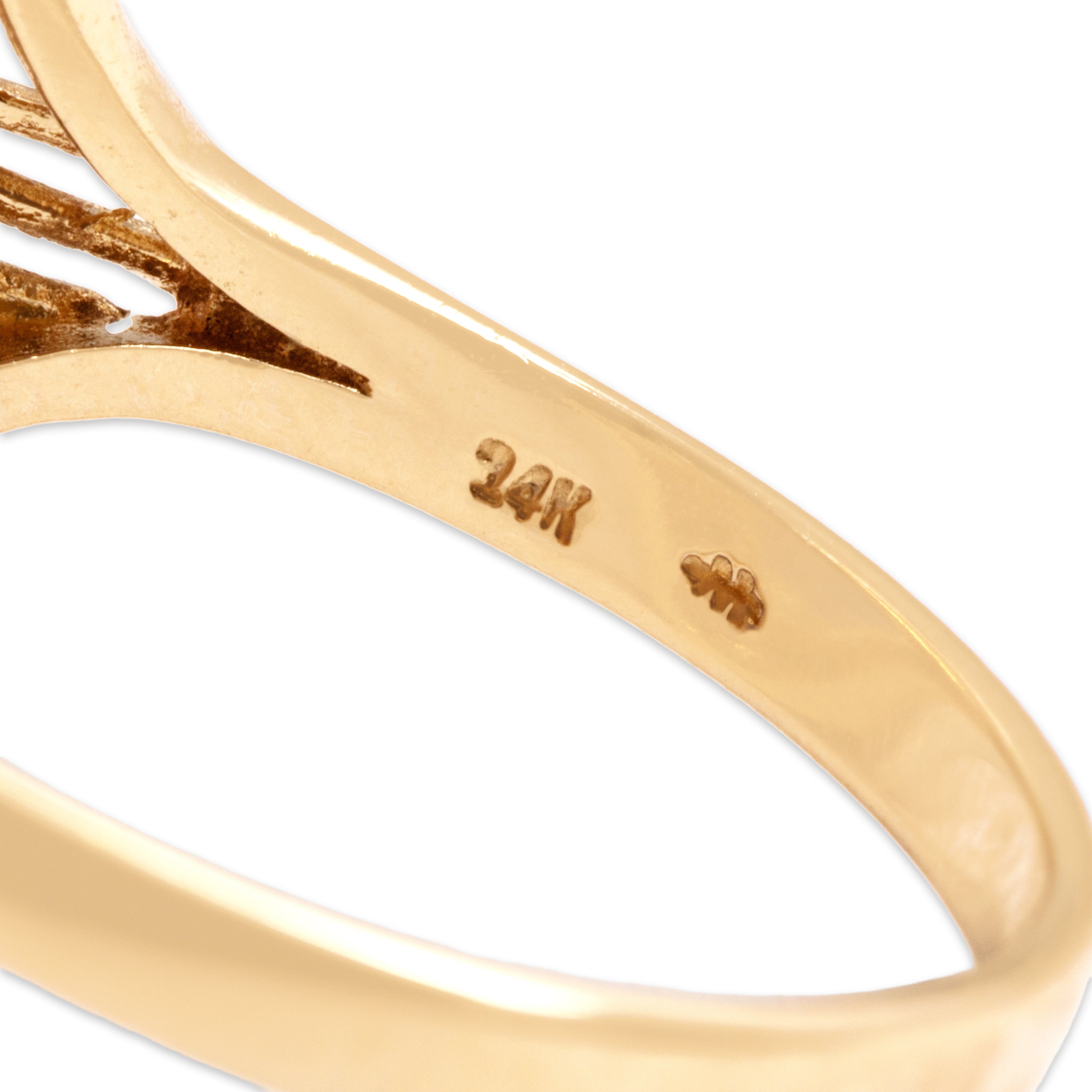 Vintage 14k Yellow Gold 9.78ct Moonstone Fabulous Luminescent Brutalist Dome Ring - Hallmark view