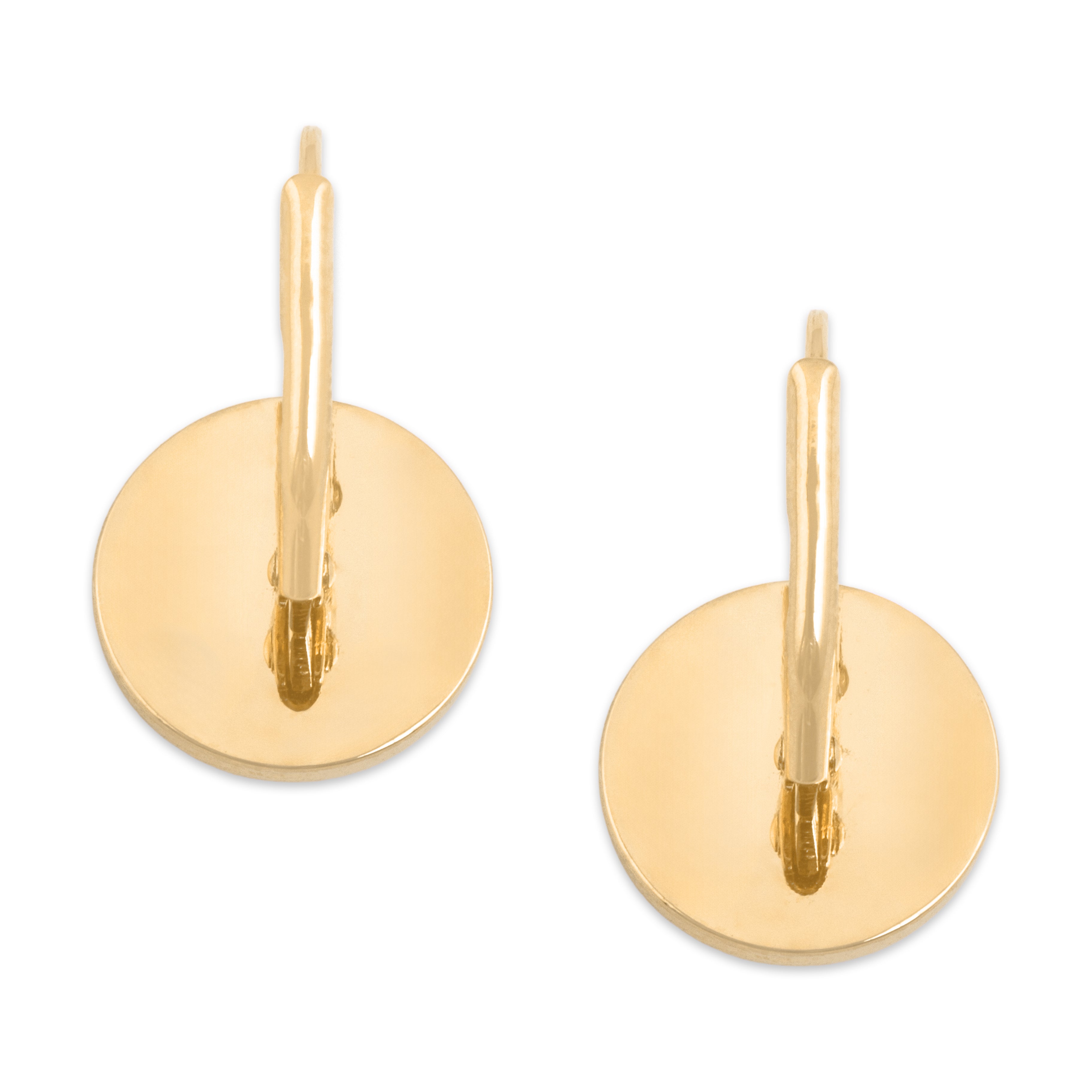 Vintage 14k Yellow Gold Pearl Luminous Button Lever Back Earrings