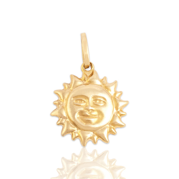 Vintage Italian 18k Yellow Gold Smiling Sun Charm / Pendant