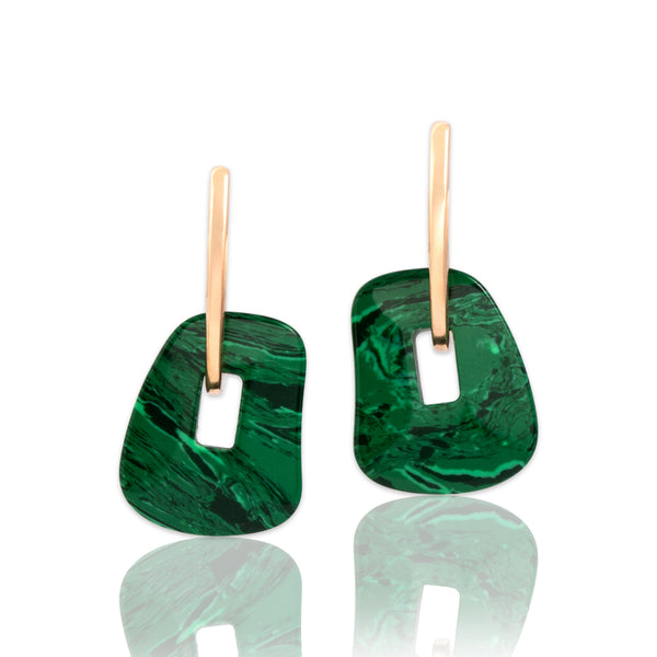 Estate Italian 18k Rose Gold Blue White Mother Of Pearl Malachite Interchangeable Earrings