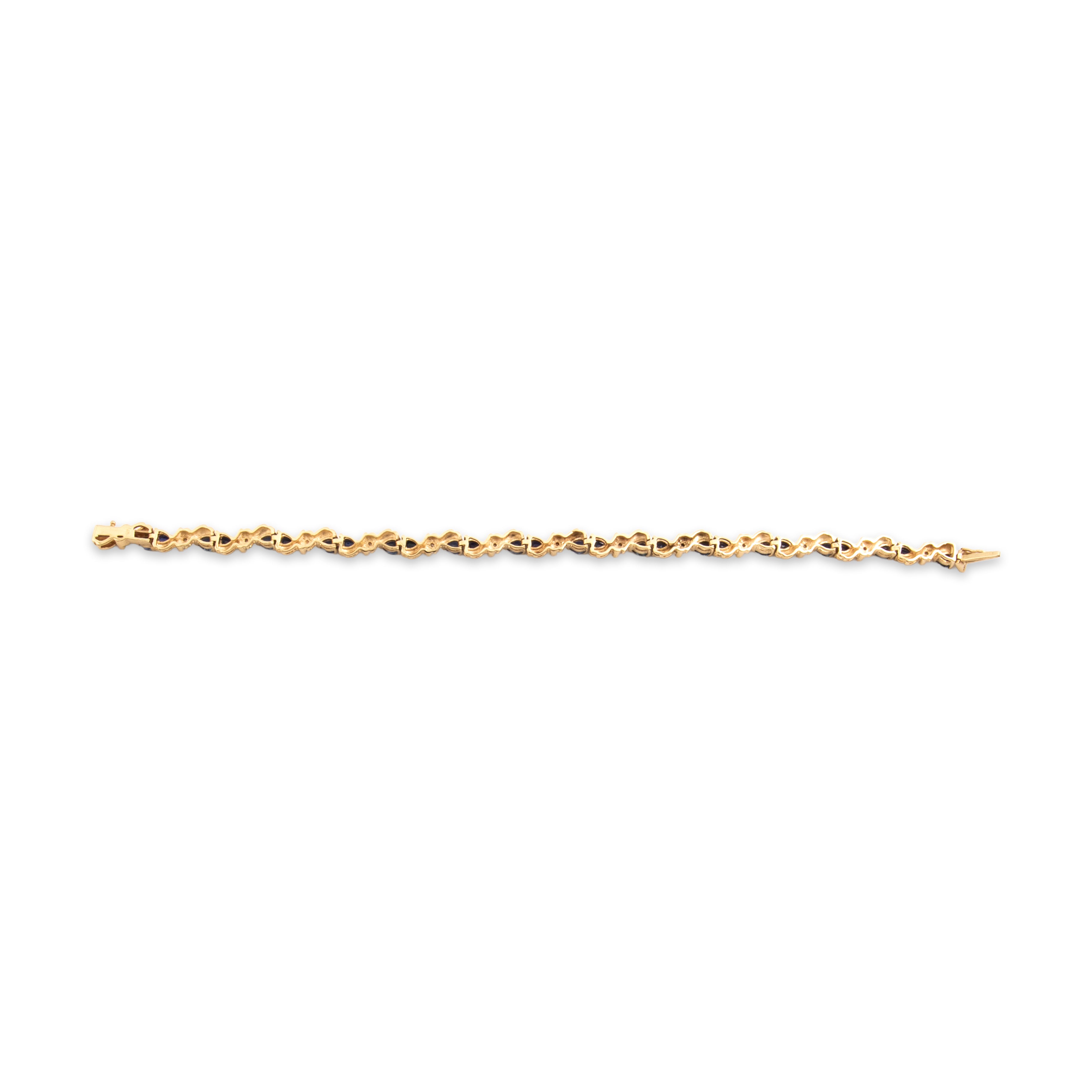Vintage 14k Yellow Gold 4.22cttw Blue Sapphire Diamond Duo Link Bracelet - Back view