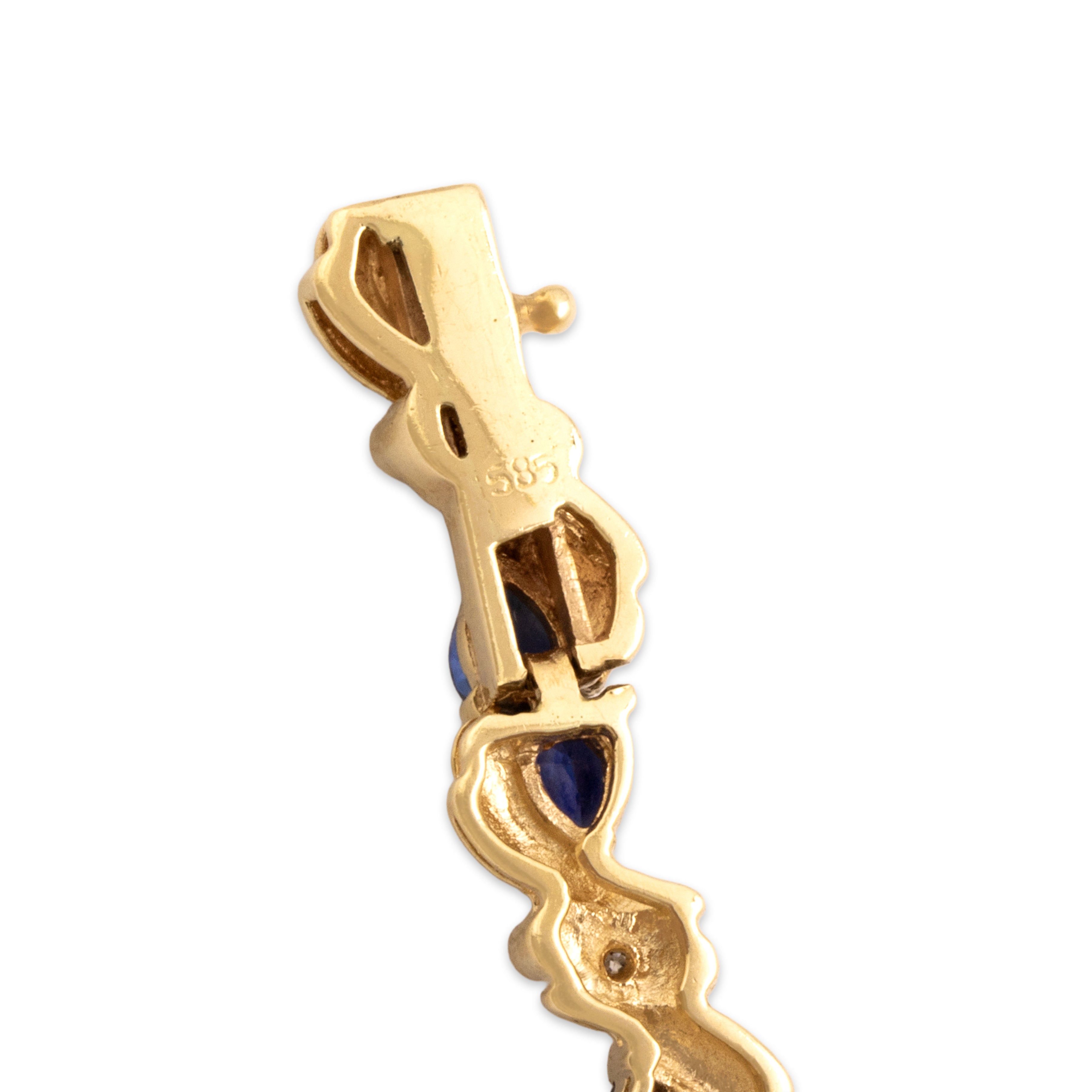 Vintage 14k Yellow Gold 4.22cttw Blue Sapphire Diamond Duo Link Bracelet - Hallmark view