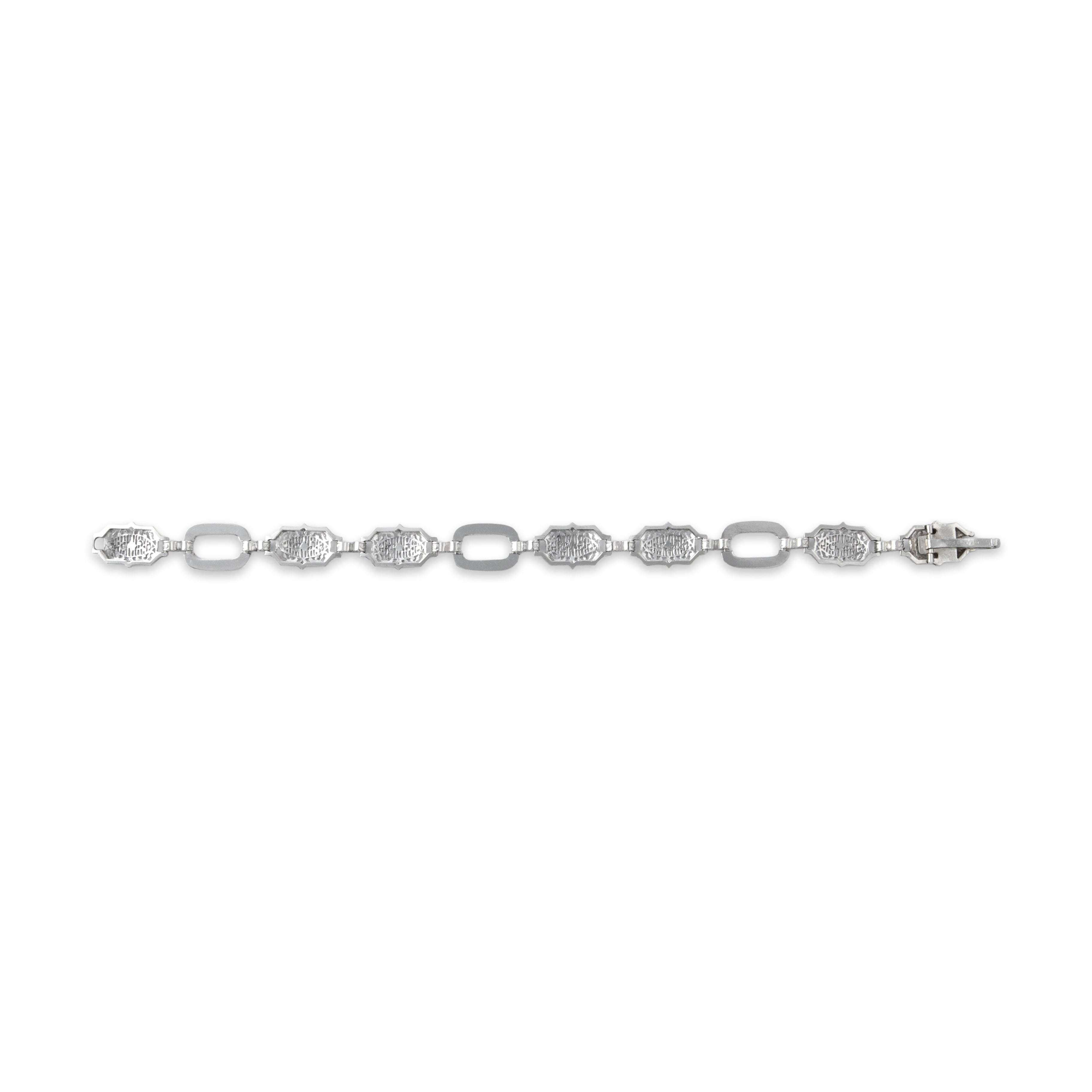 Antique Art Deco 14k White Gold Openwork Link Bracelet - Back view