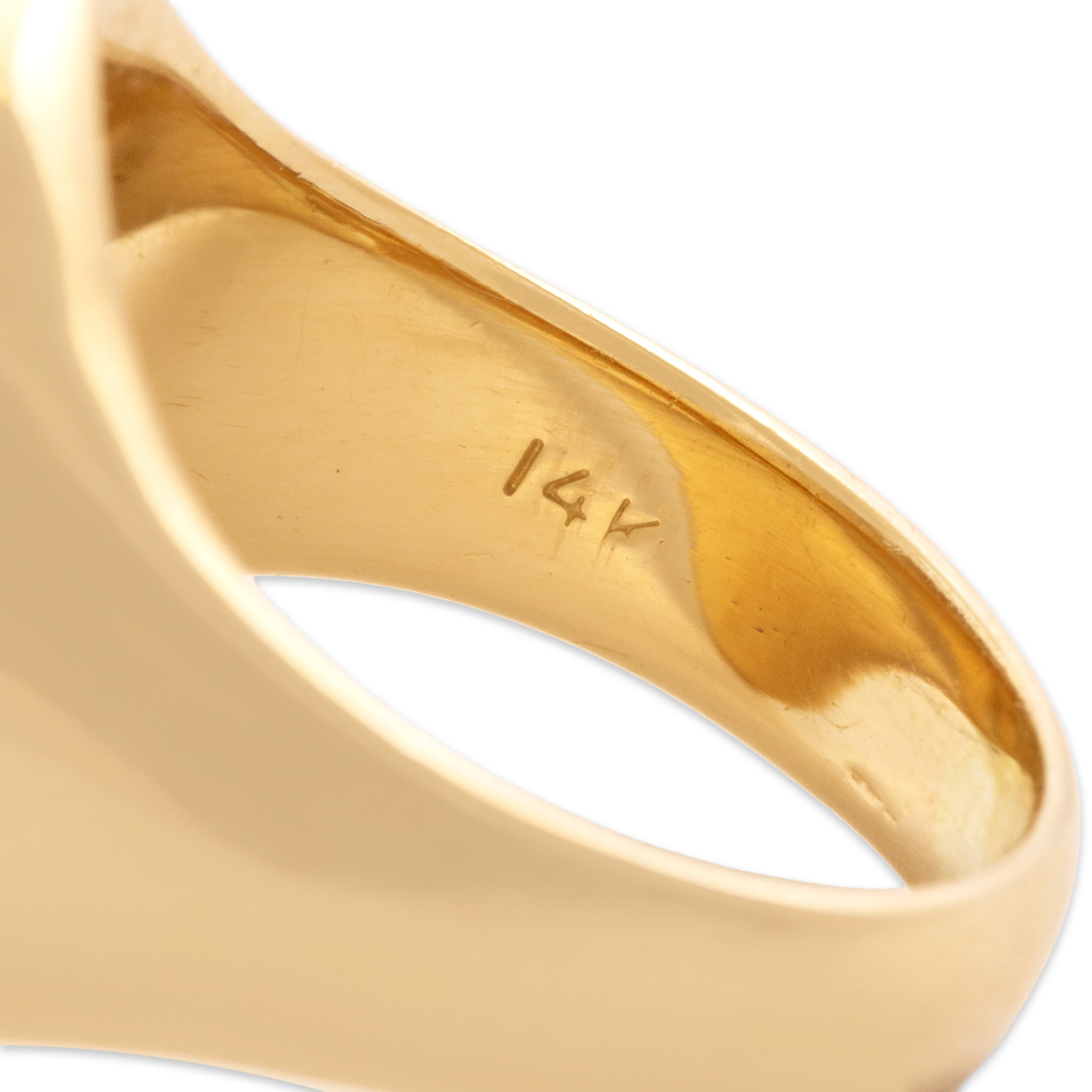 Vintage 14k Yellow Gold Lapis Lazuli Incredible Carved Coat Of Arms Signet Ring - Hallmark view