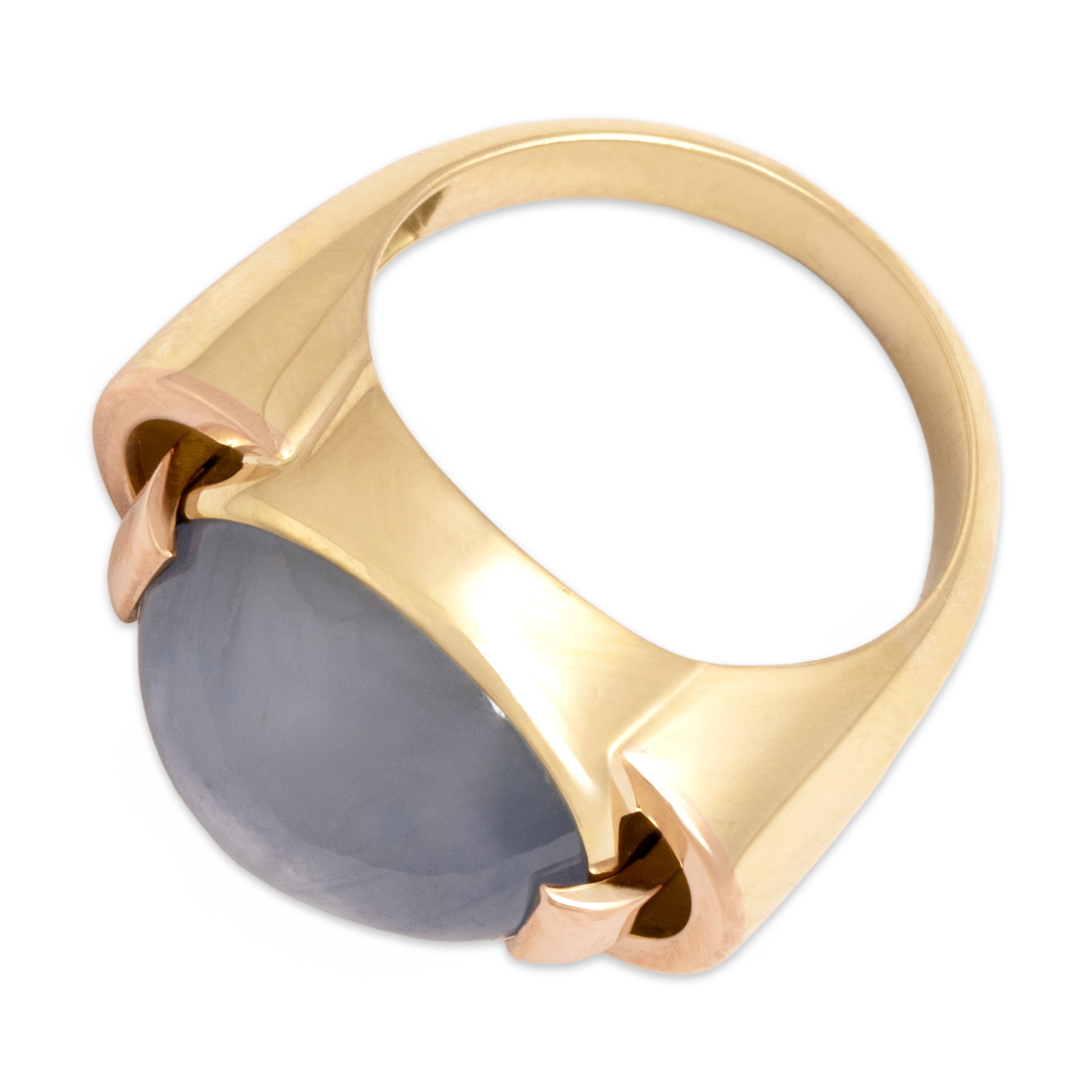 Vintage 14k Yellow & Rose Gold 14.09ct Lavender Star Sapphire Bold East-West Cabochon Ring - Overall view