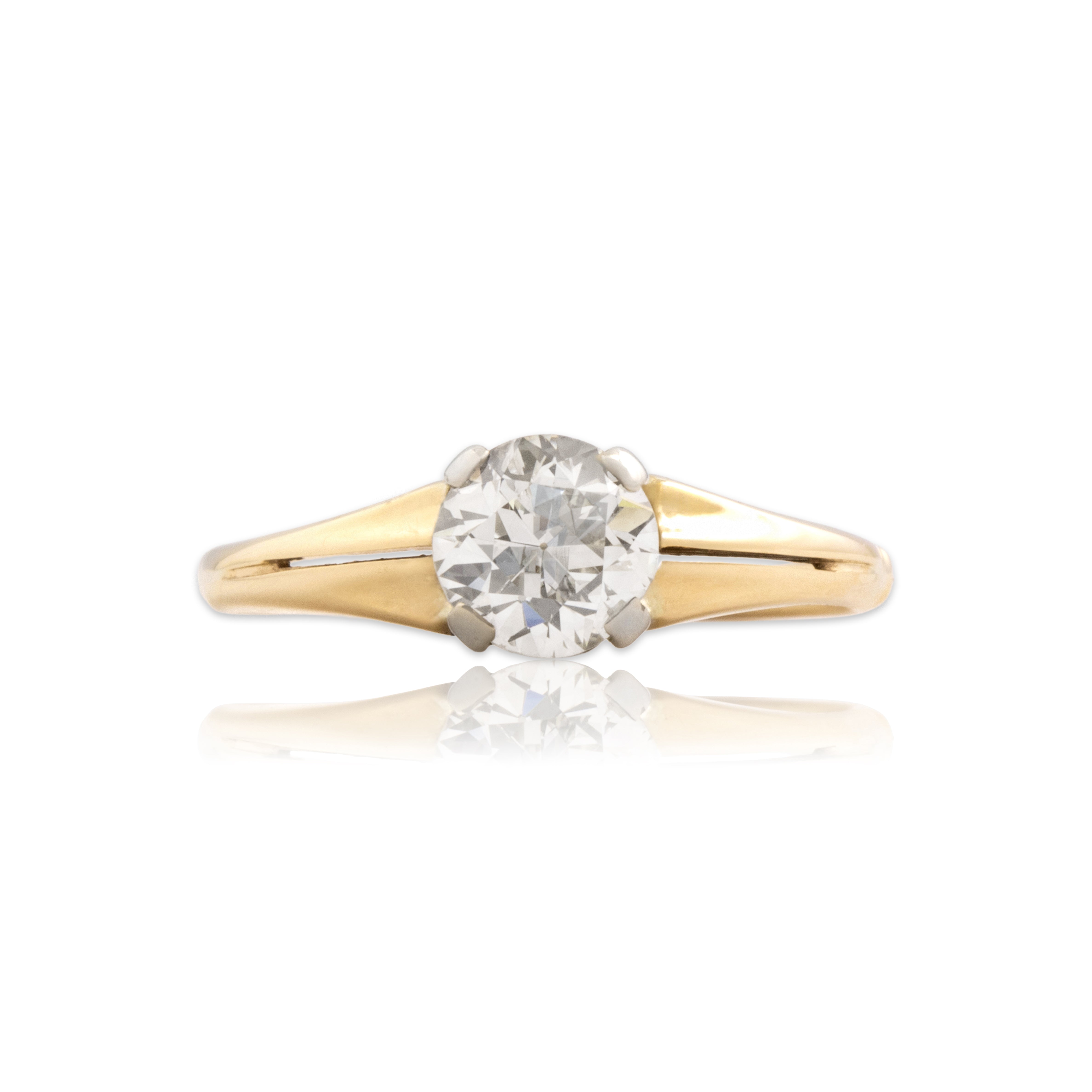 Antique 14k Yellow & White Gold .72ct Old European Cut Diamond Ring 5.00