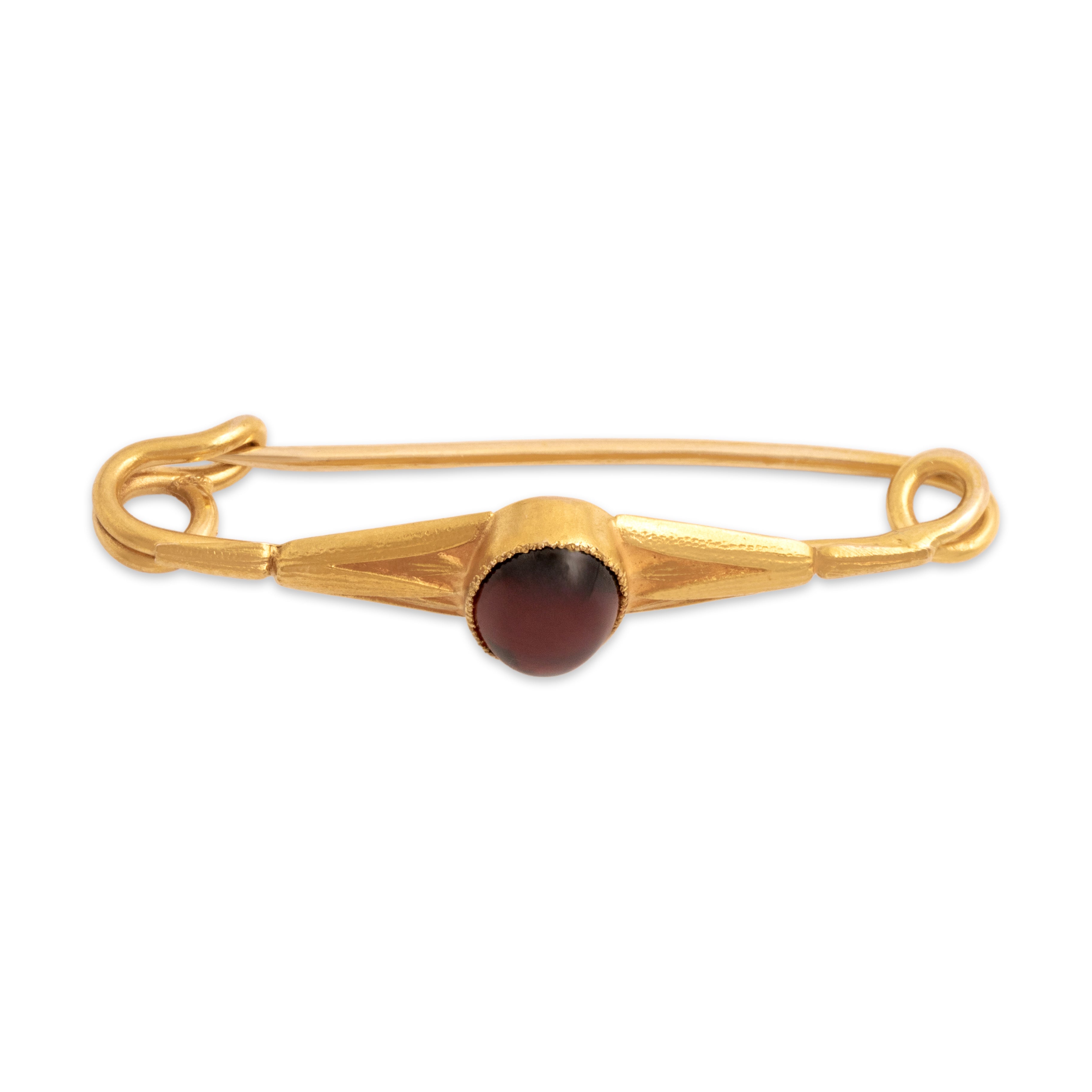 Antique Arts & Crafts Sloan & Co. 14k Yellow Gold 1.6ct Foil-Backed Garnet Pin