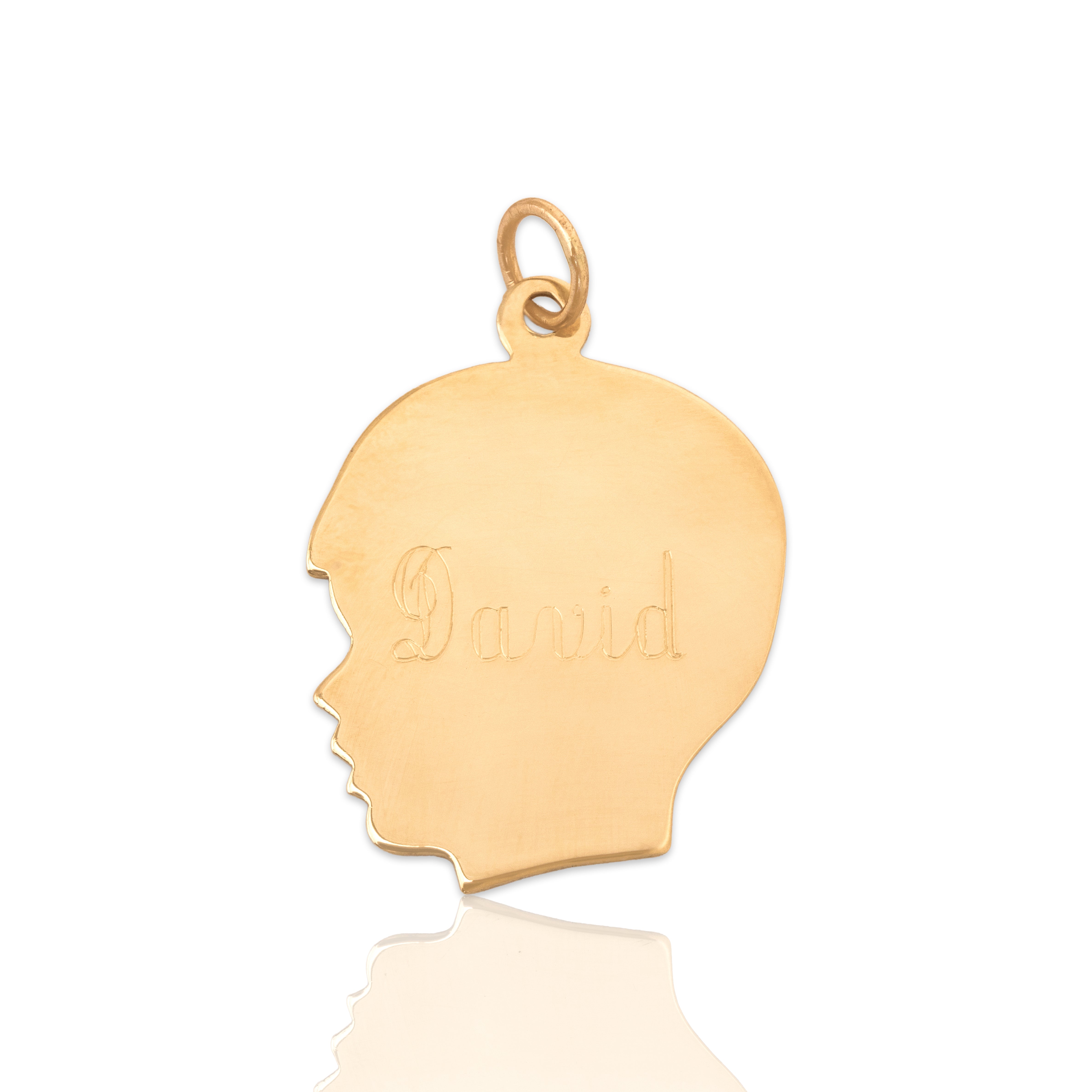 Vintage 14k Yellow Gold Adorable Engraved Boy's Profile Name 