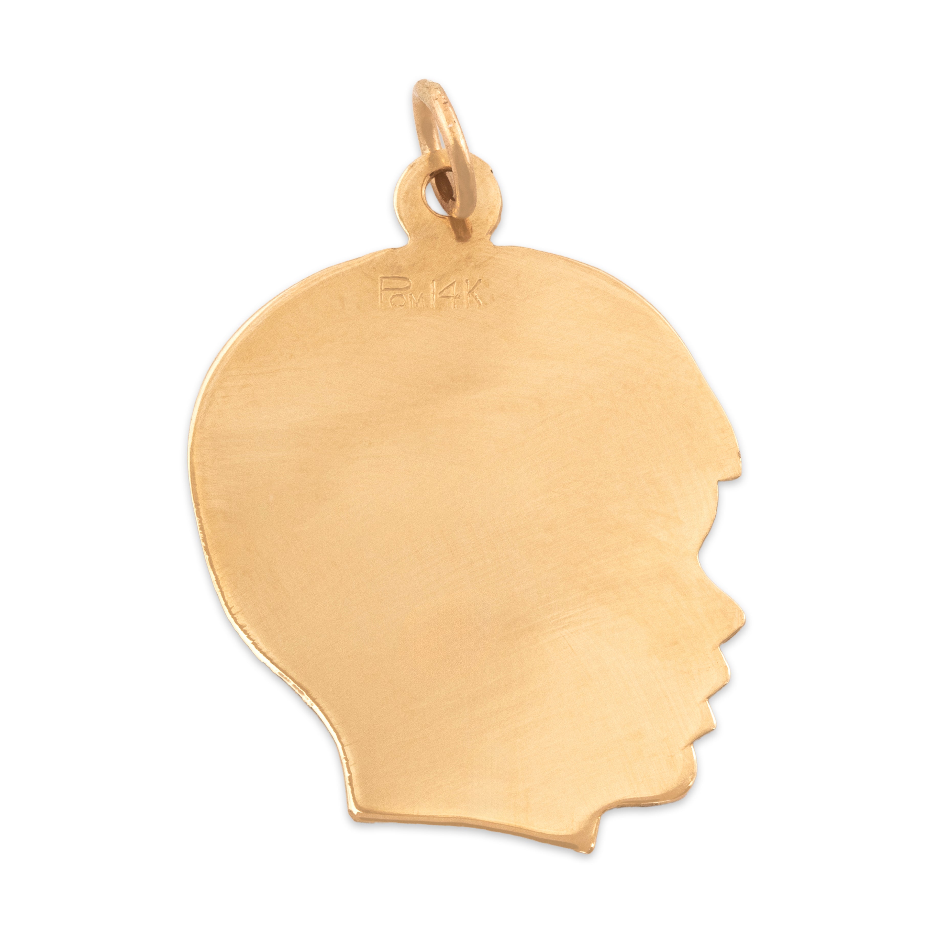 Vintage 14k Yellow Gold Adorable Engraved Boy's Profile Name 