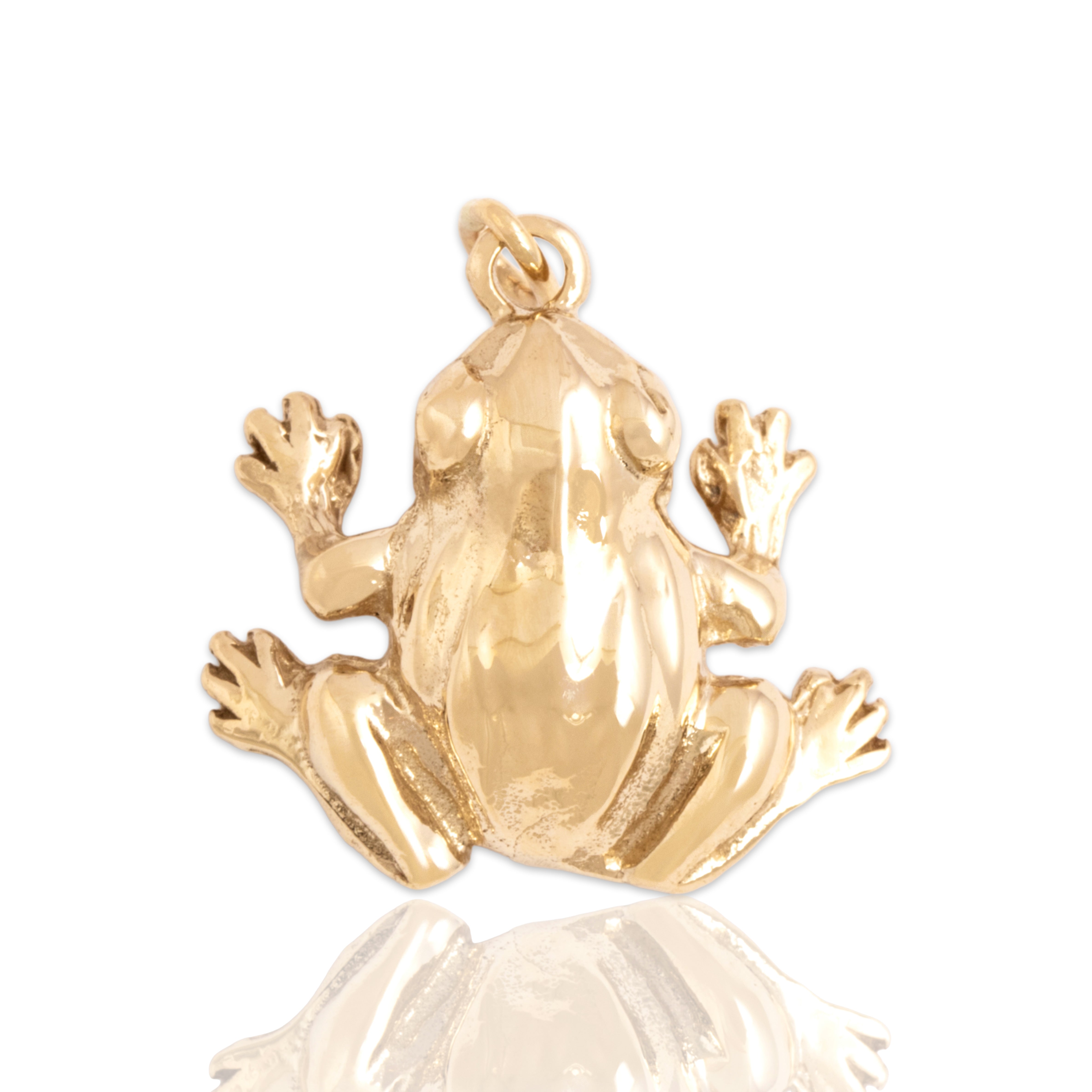 Vintage 14k Yellow Gold Jumping Figural Frog Charm / Pendant