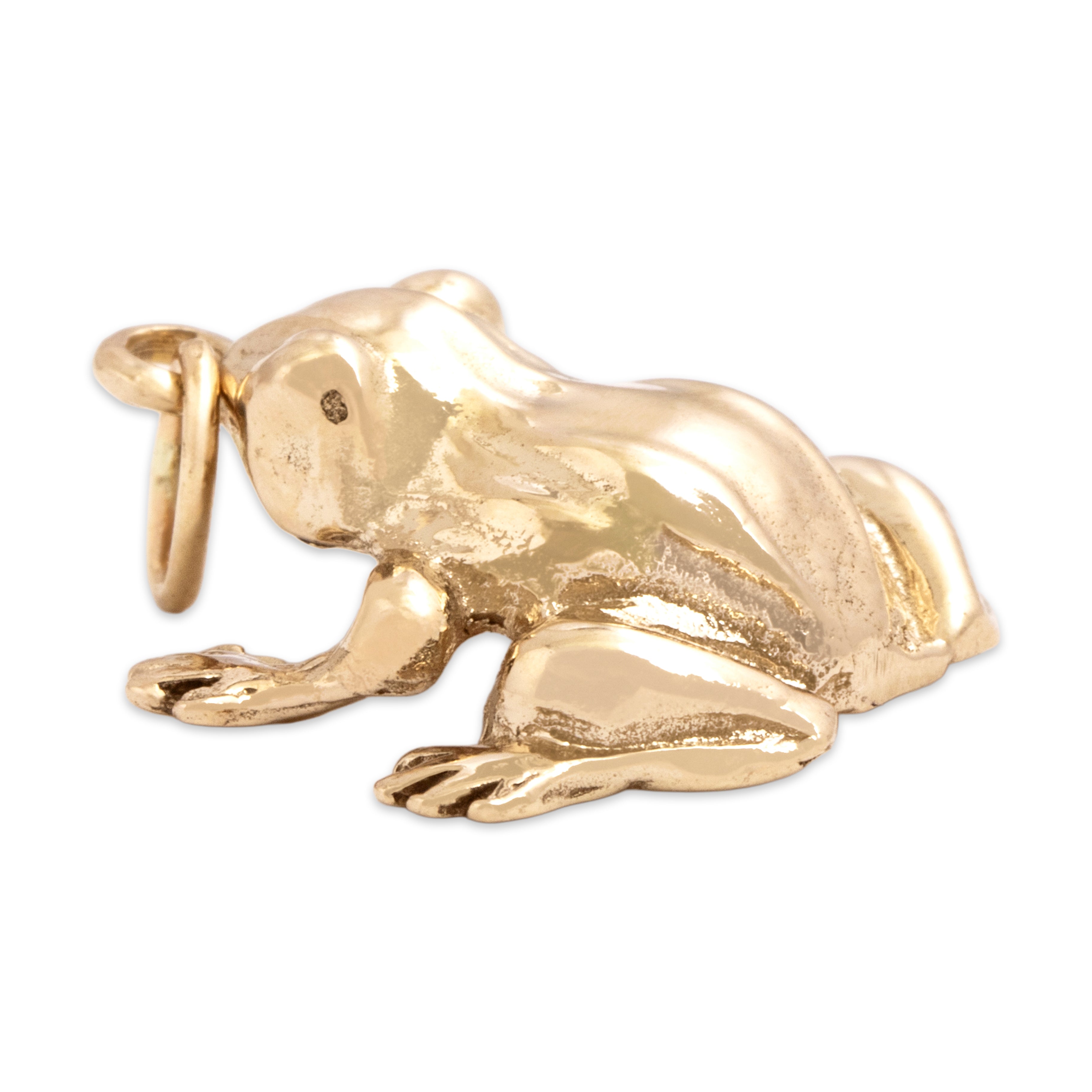 Vintage 14k Yellow Gold Jumping Figural Frog Charm / Pendant