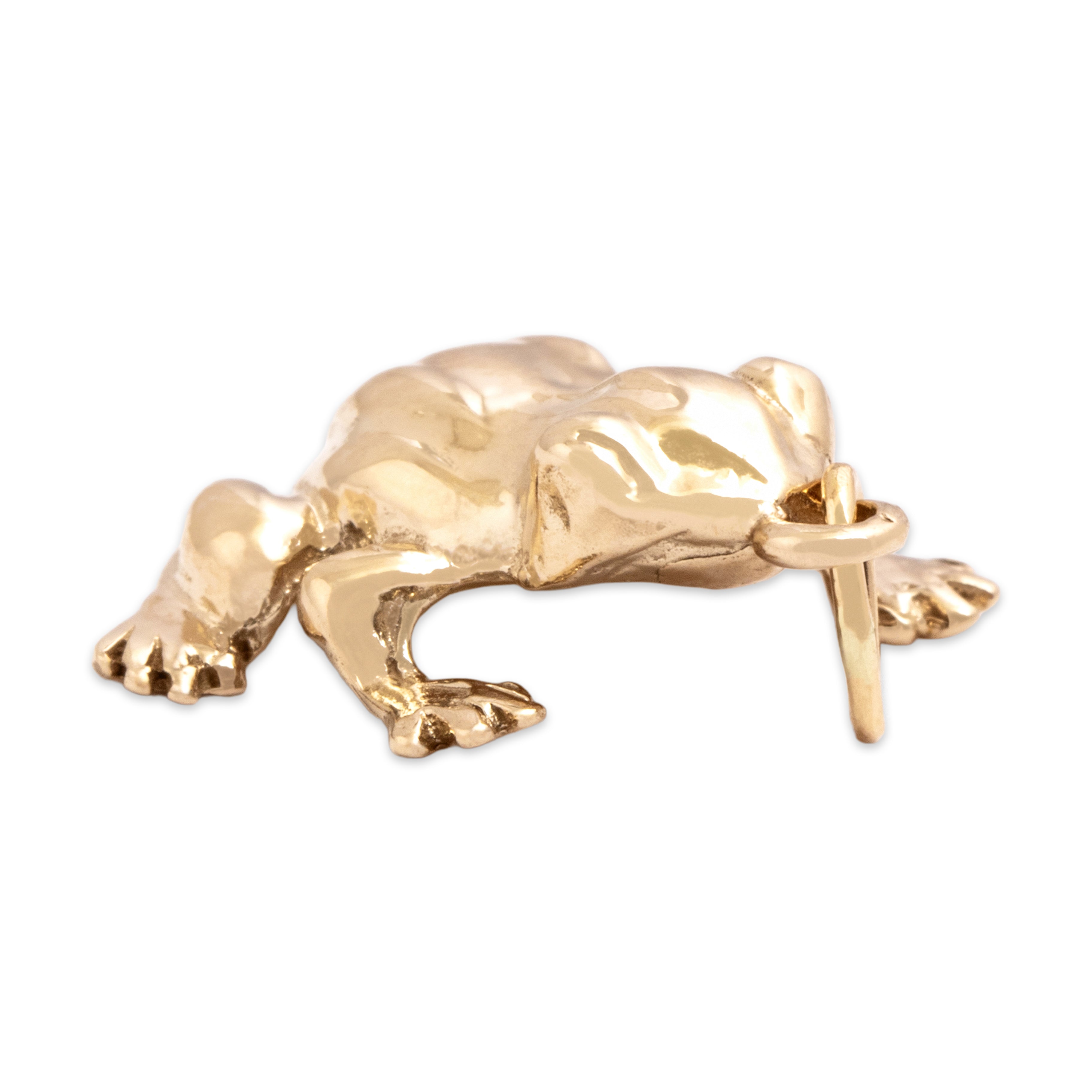 Vintage 14k Yellow Gold Jumping Figural Frog Charm / Pendant