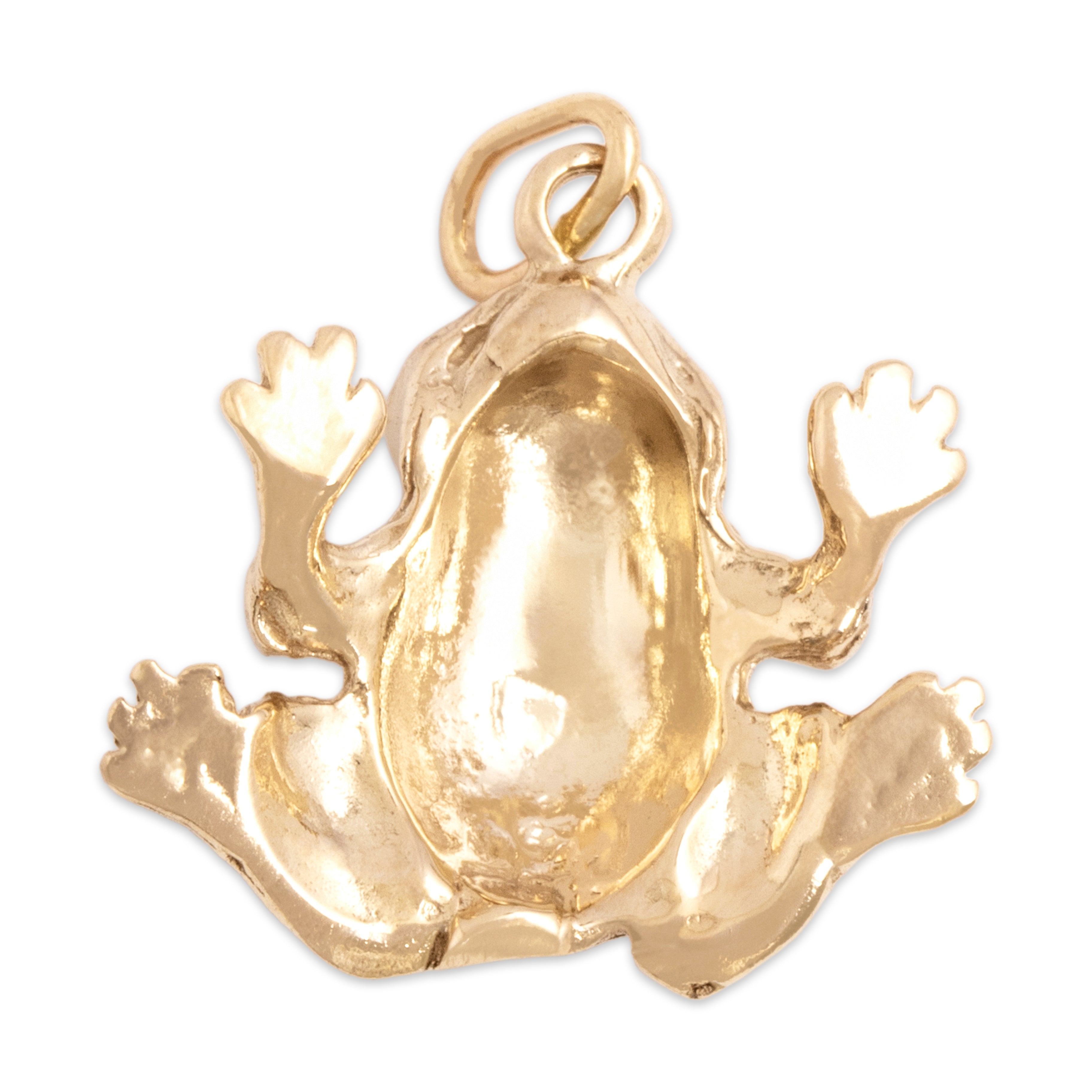 Vintage 14k Yellow Gold Jumping Figural Frog Charm / Pendant
