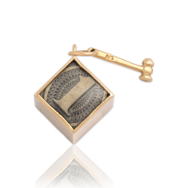 Vintage 14k Yellow Gold Satin Finish Emergency Money And Hammer Charm / Pendant