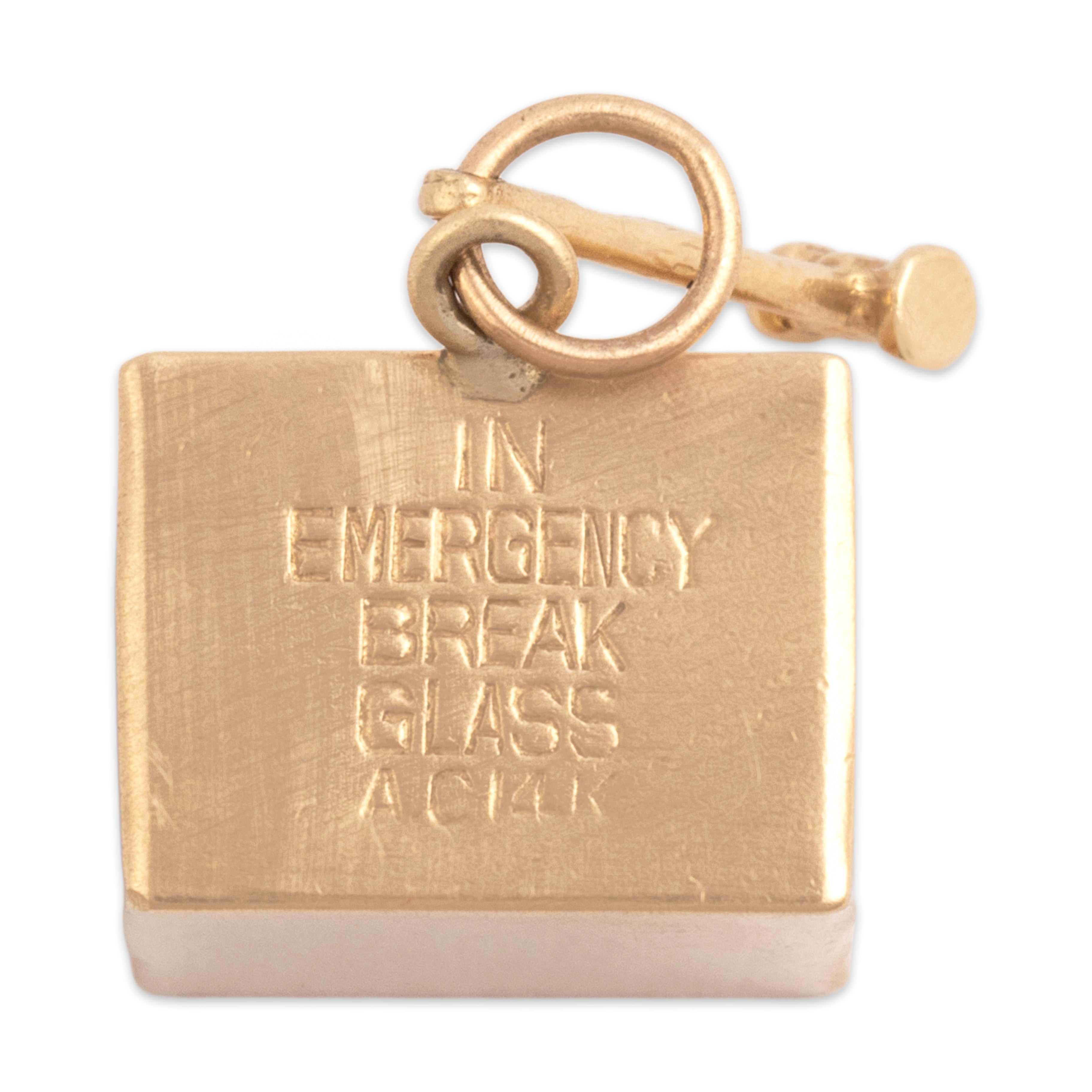 Vintage 14k Yellow Gold Satin Finish Emergency Money And Hammer Charm / Pendant - Hallmark view