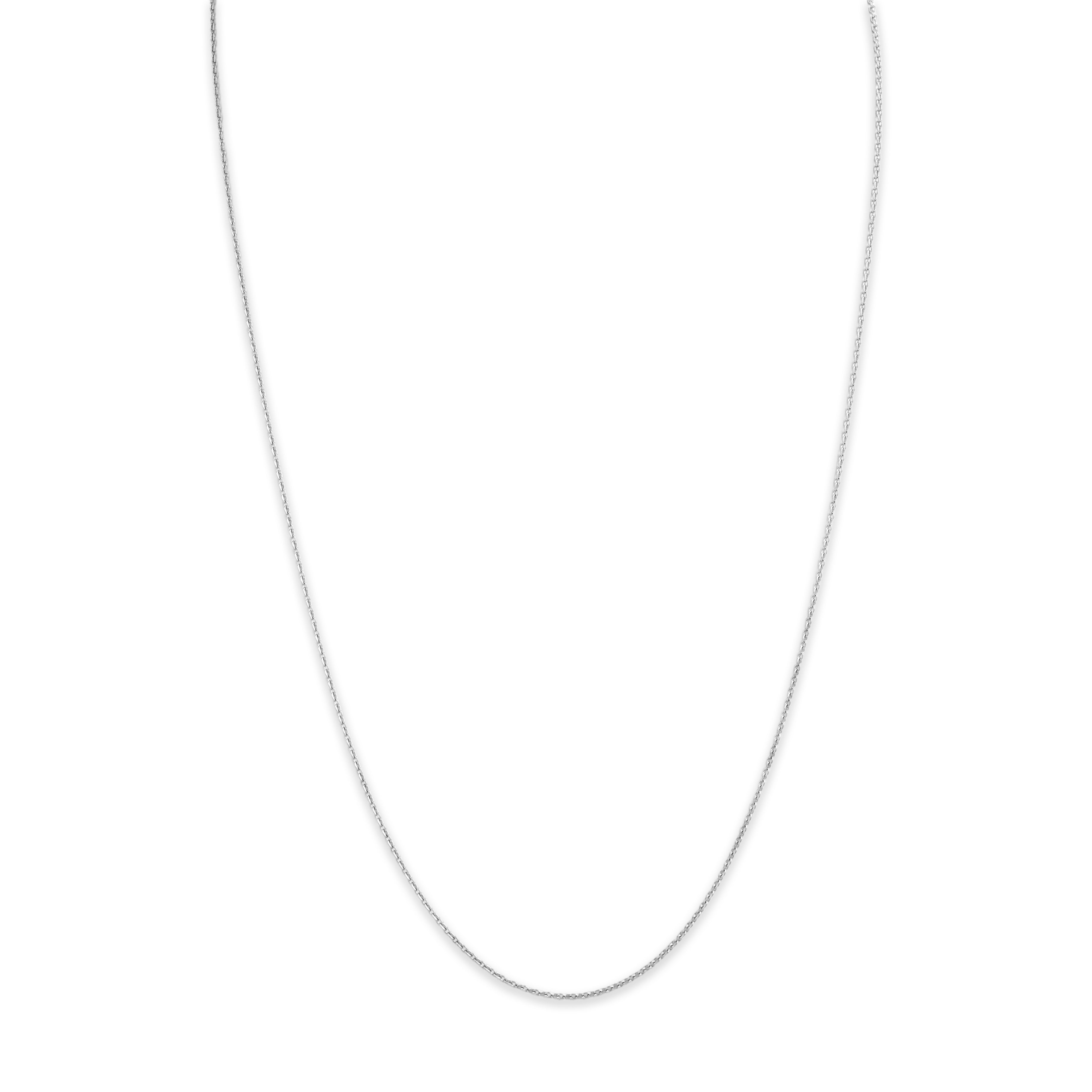 Estate Italian 14k White Gold 1mm Sleek Cable Chain - detail view #1
