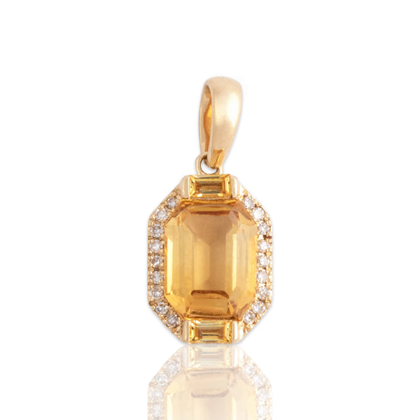Estate Small 14k Yellow Gold .79cttw Citrine Chic Geometric Pendant