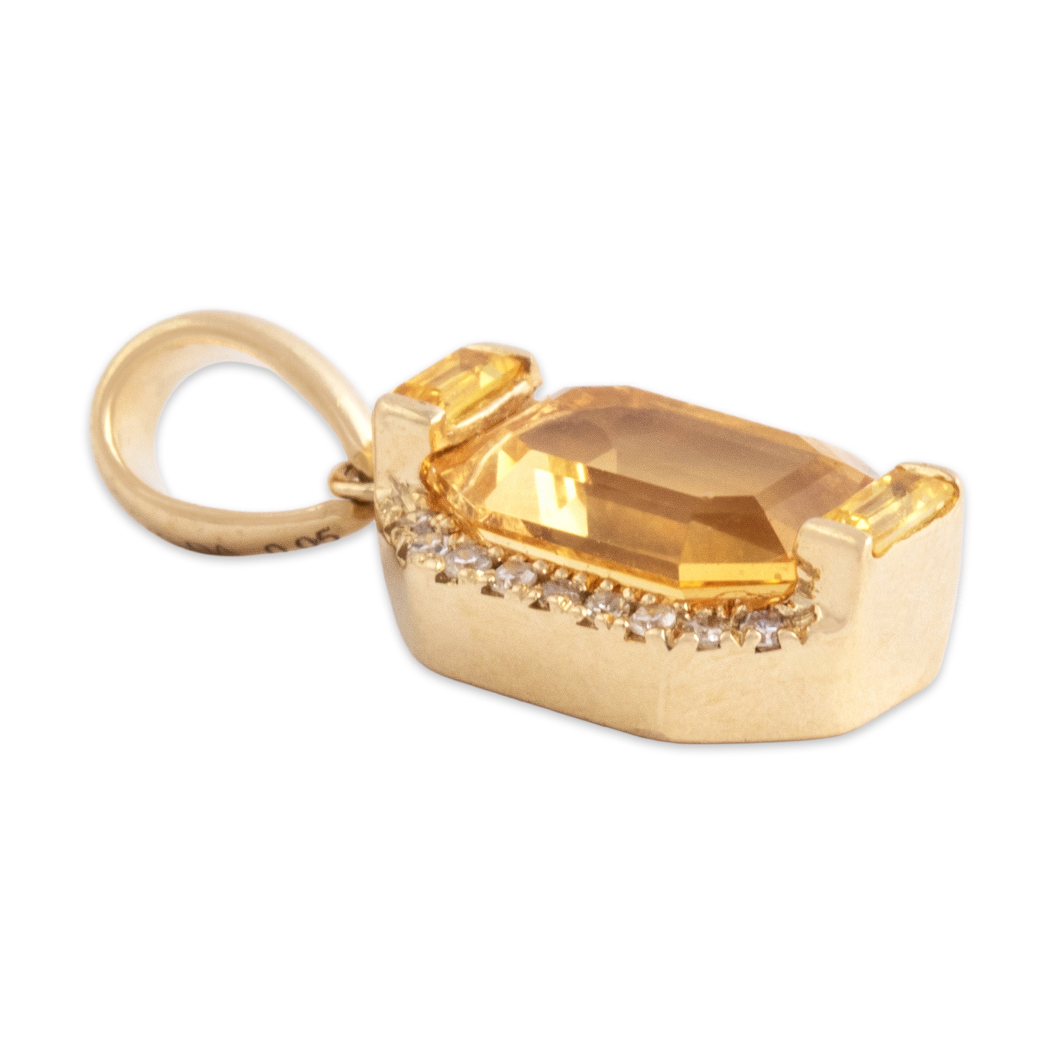 Estate Small 14k Yellow Gold [Custom Carat] Chic Geometric Pendant - Side view