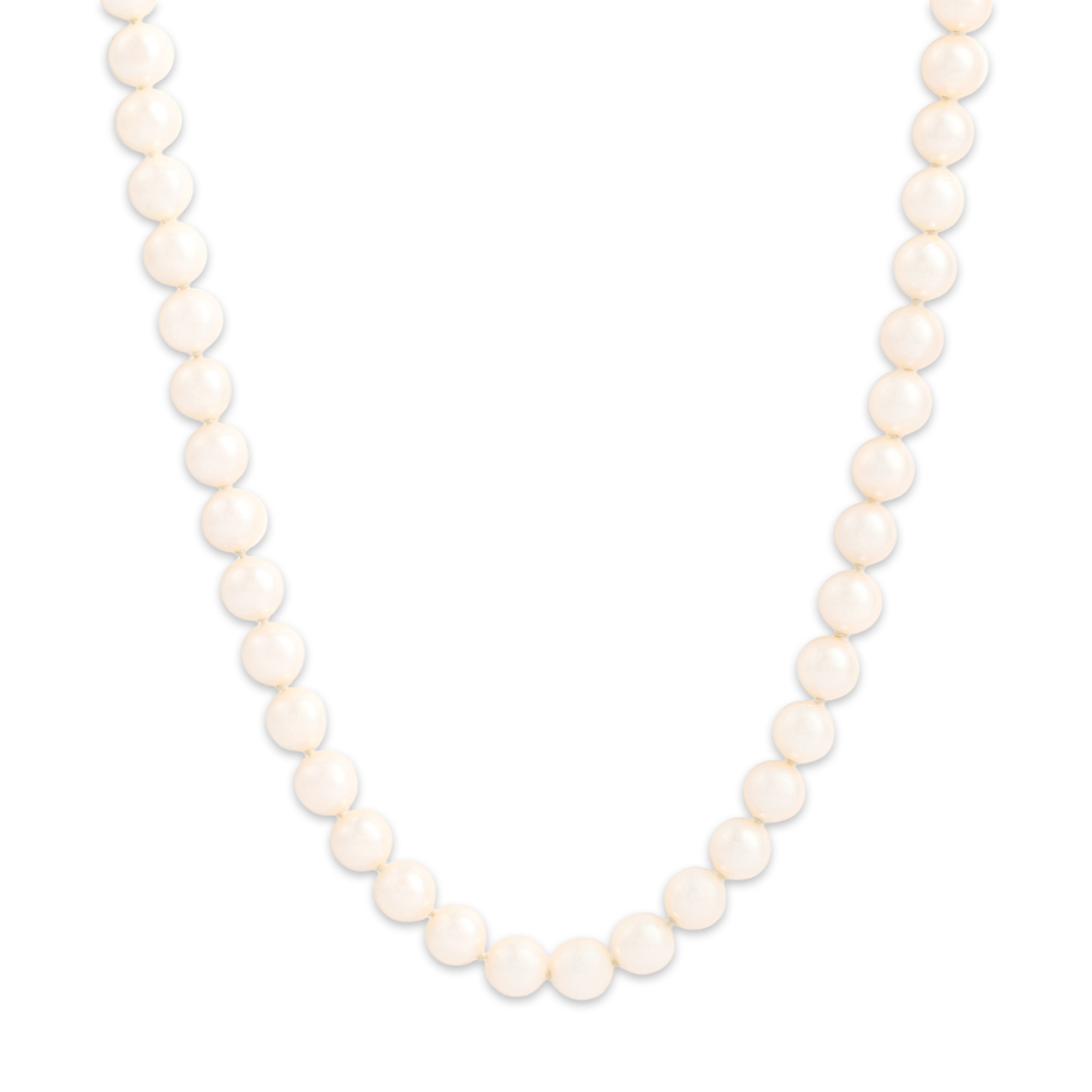 Vintage 14k Yellow Gold Pearl Luminous Classic Strand Necklace 24.75