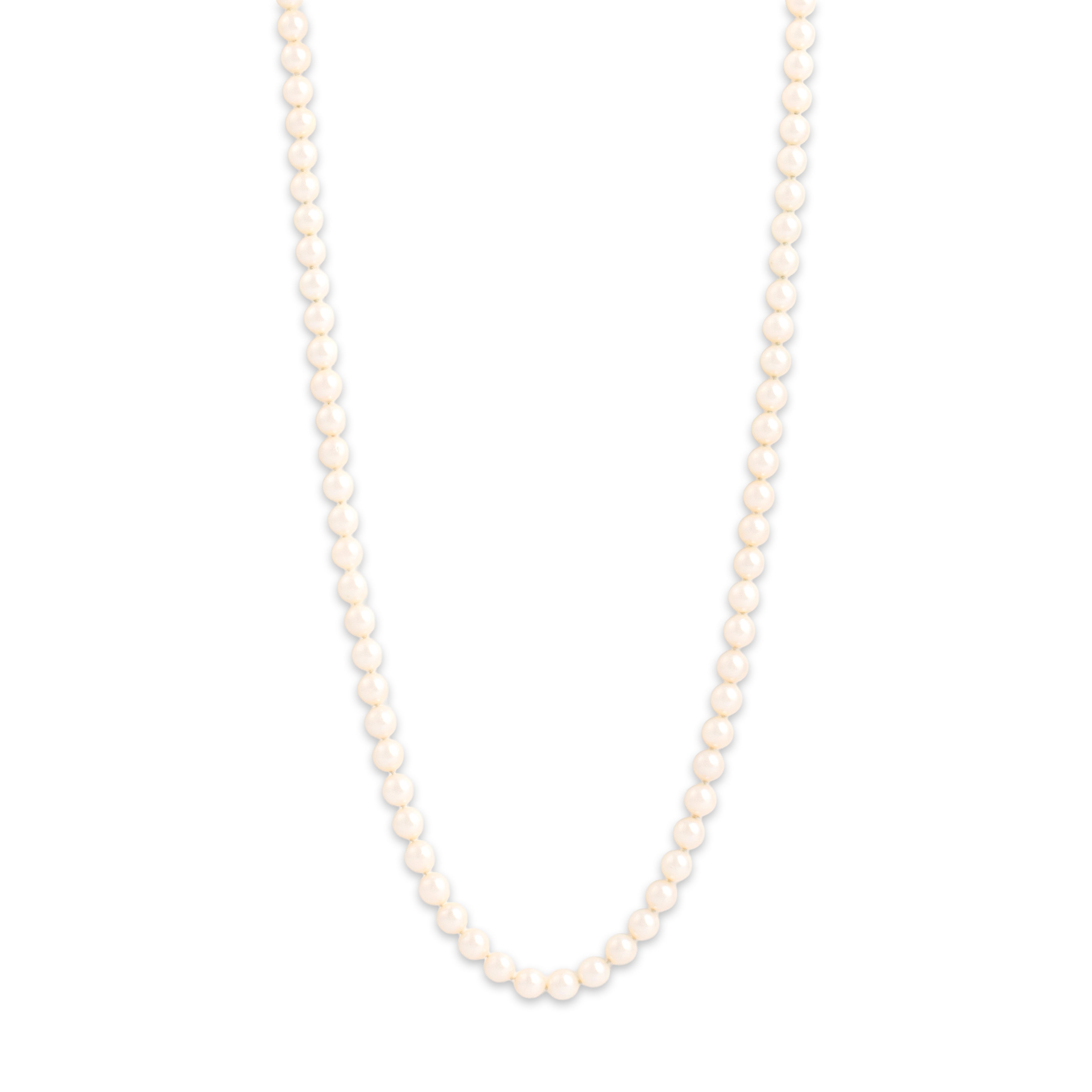 Vintage 14k Yellow Gold Pearl Luminous Classic Strand Necklace 24.75