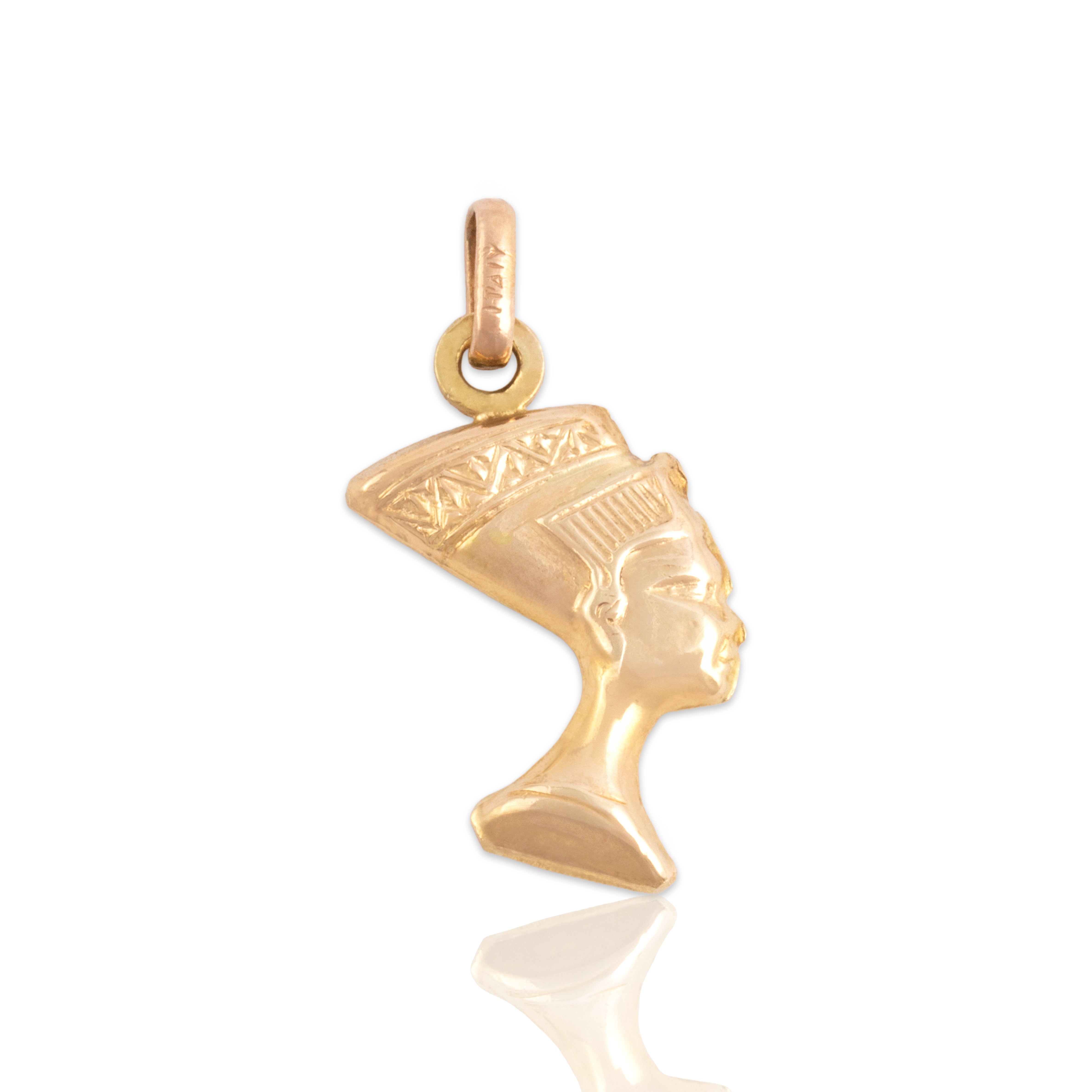 Vintage Small 14k Yellow Gold Queen Nefertiti Profile Charm / Pendant - Close-up view
