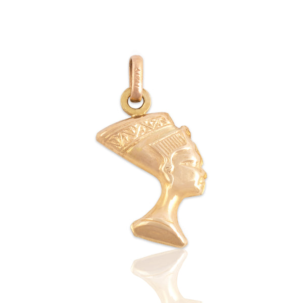 Vintage Small 14k Yellow Gold Queen Nefertiti Profile Charm / Pendant
