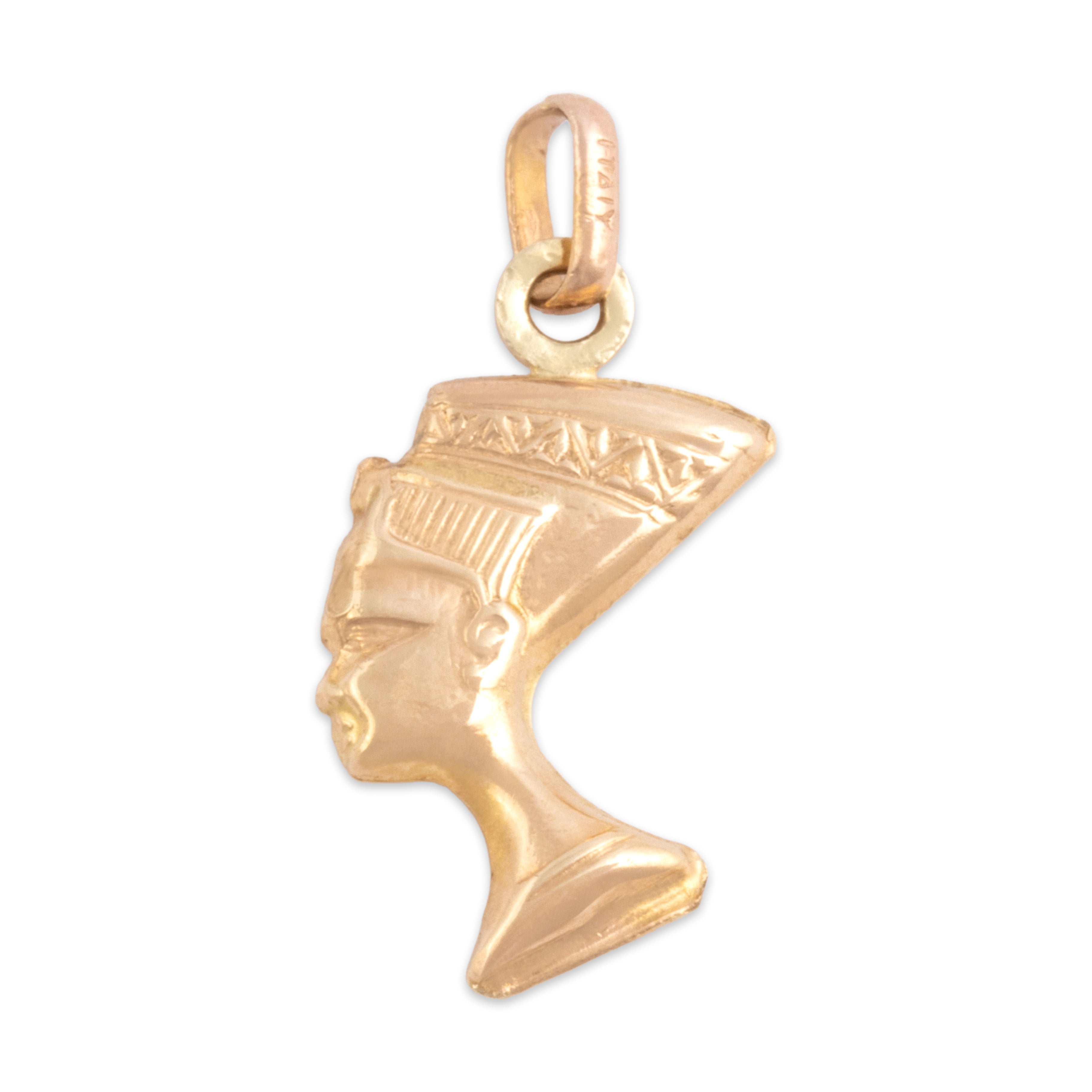 Vintage Small 14k Yellow Gold Queen Nefertiti Profile Charm / Pendant - Overall view
