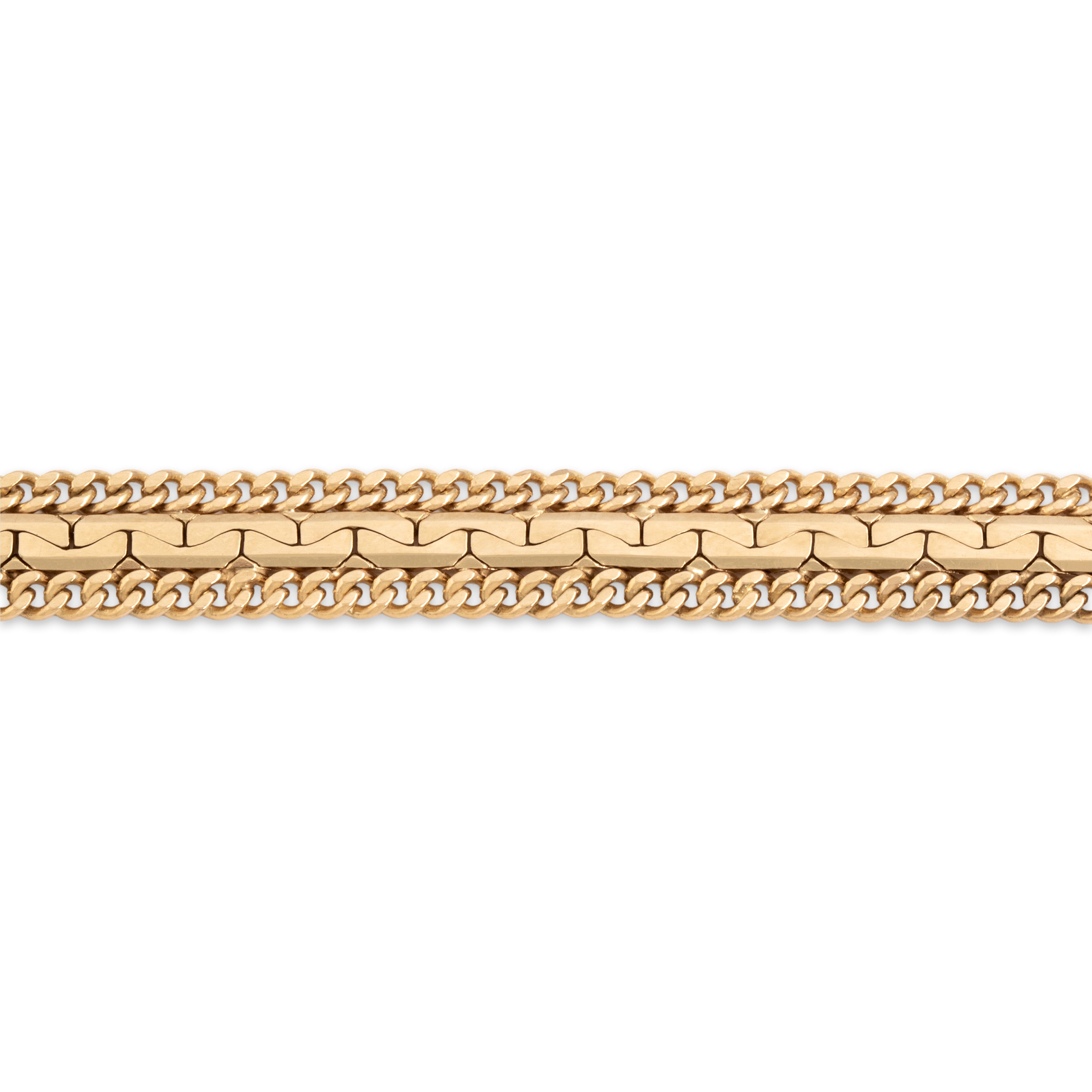 Vintage 14k Yellow Gold Interlocking Link Curb Chain Border Bracelet 6.5