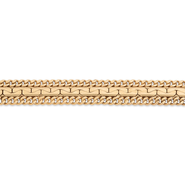 Vintage 14k Yellow Gold Interlocking Link Curb Chain Border Bracelet 6.5