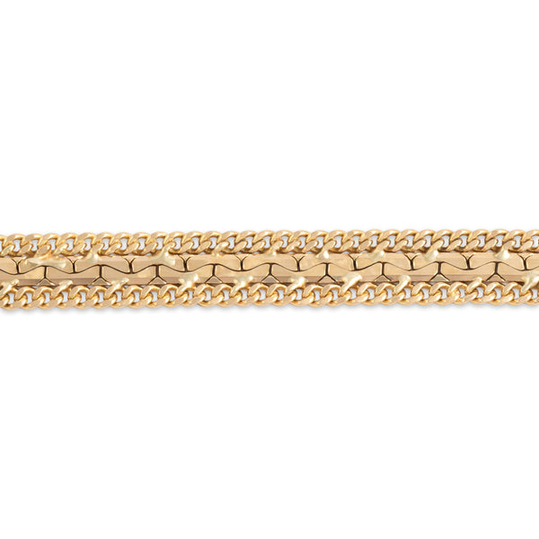 Vintage 14k Yellow Gold Interlocking Link Curb Chain Border Bracelet 6.5
