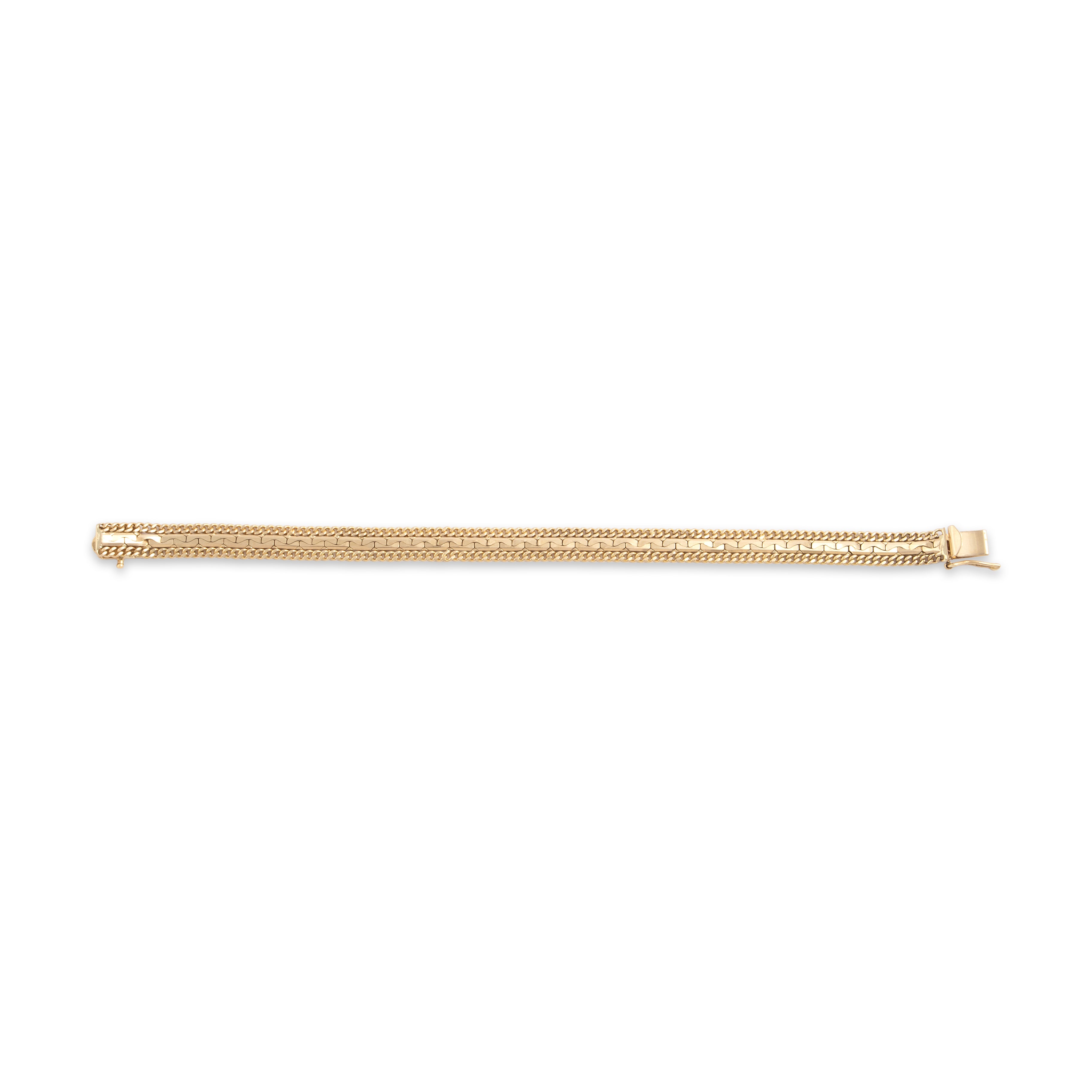 Vintage 14k Yellow Gold Interlocking Link Curb Chain Border Bracelet - Overall view