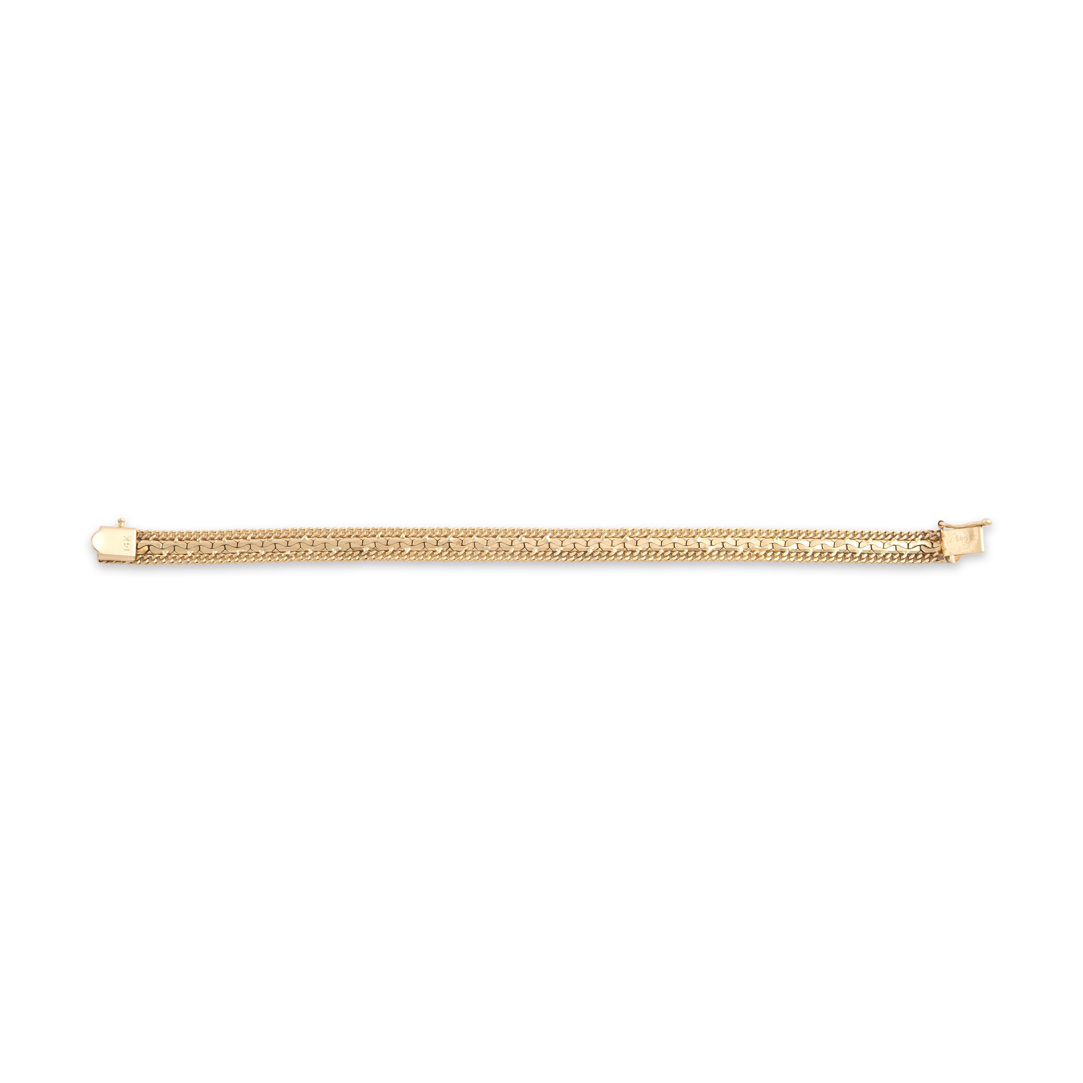 Vintage 14k Yellow Gold Interlocking Link Curb Chain Border Bracelet - Back view