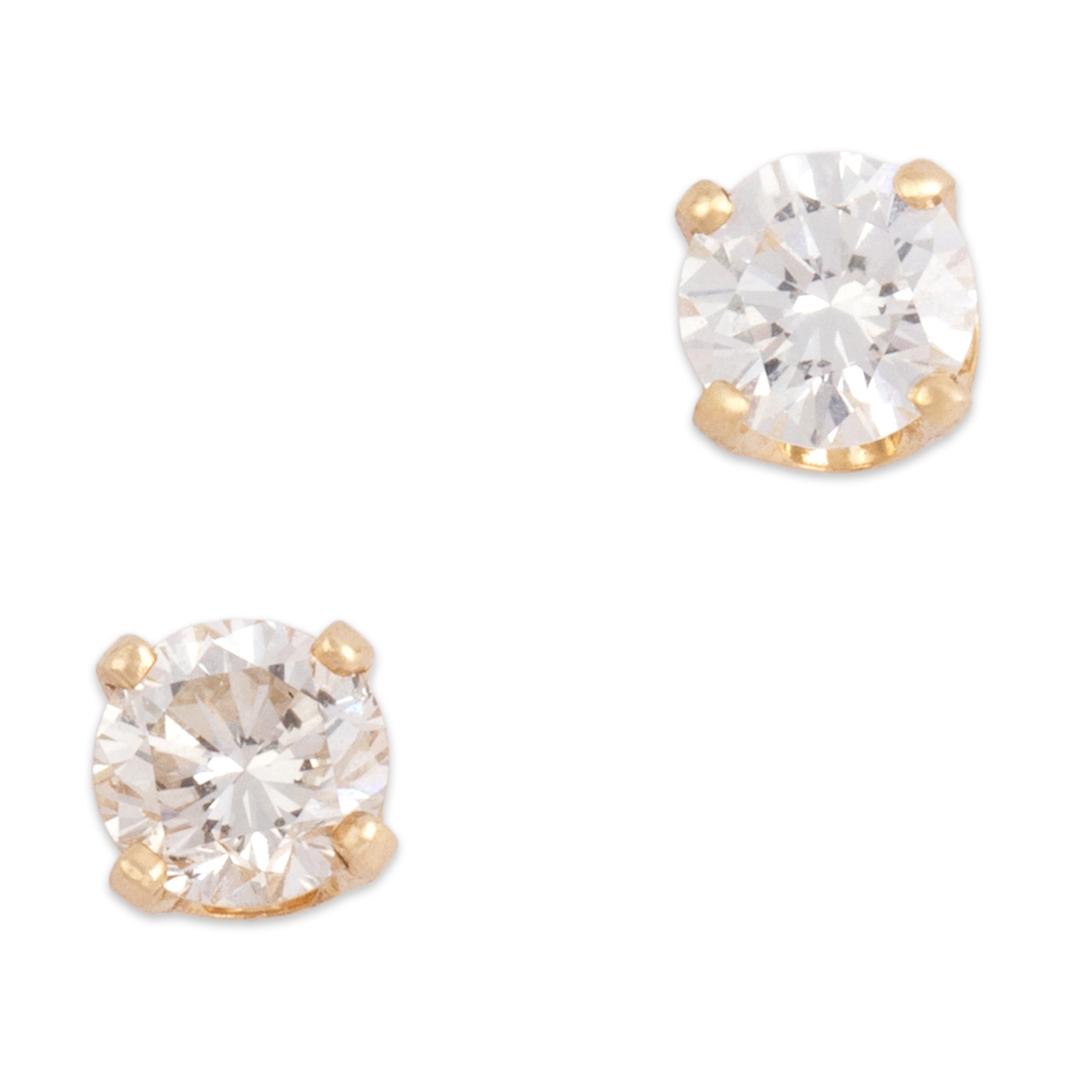 Vintage 14k Yellow Gold 1.01cttw Diamond Sparkling Drop Convertible Dangle Stud Earrings - detail view #1