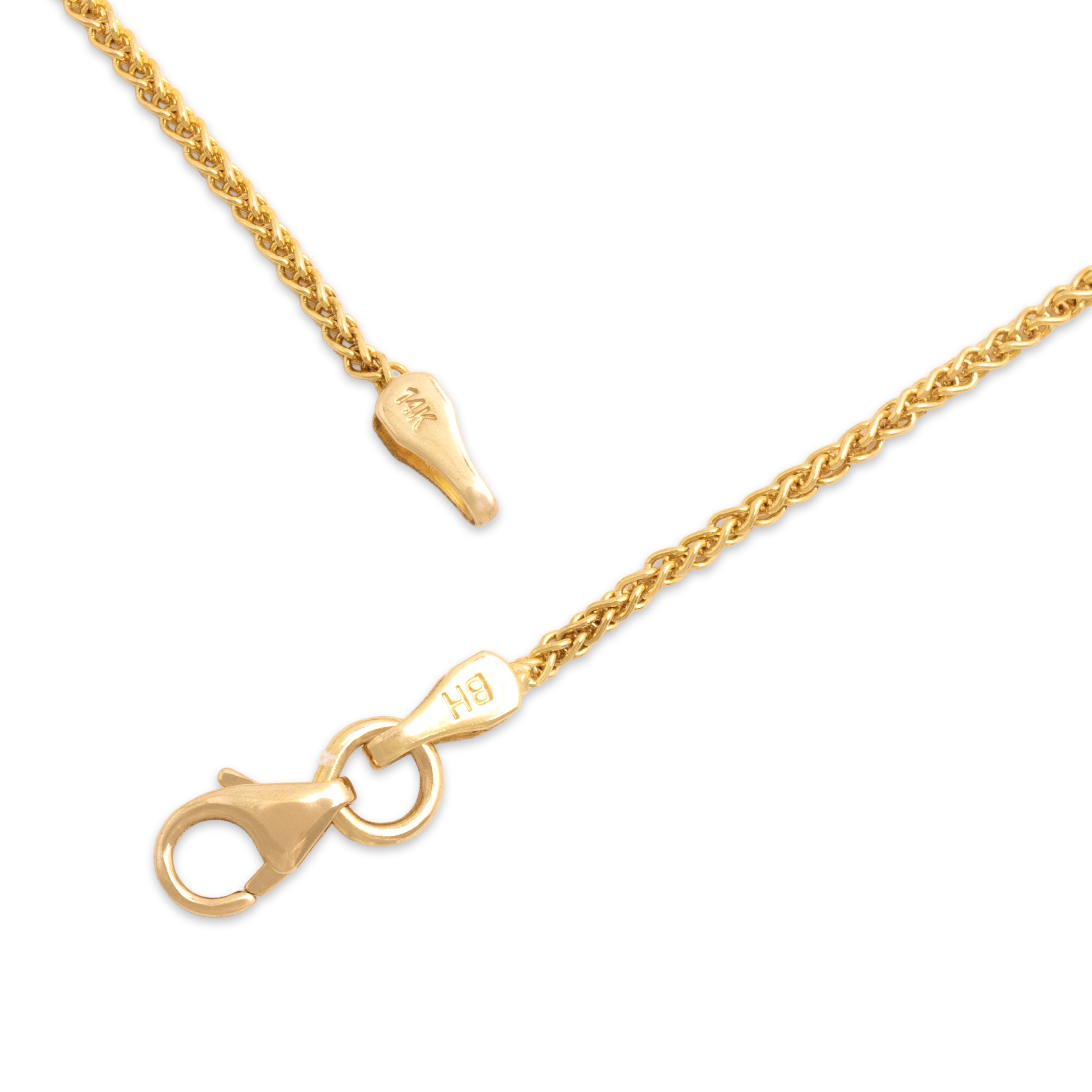 Vintage 14k Yellow Gold 1.2mm Wheat Chain - clasp view