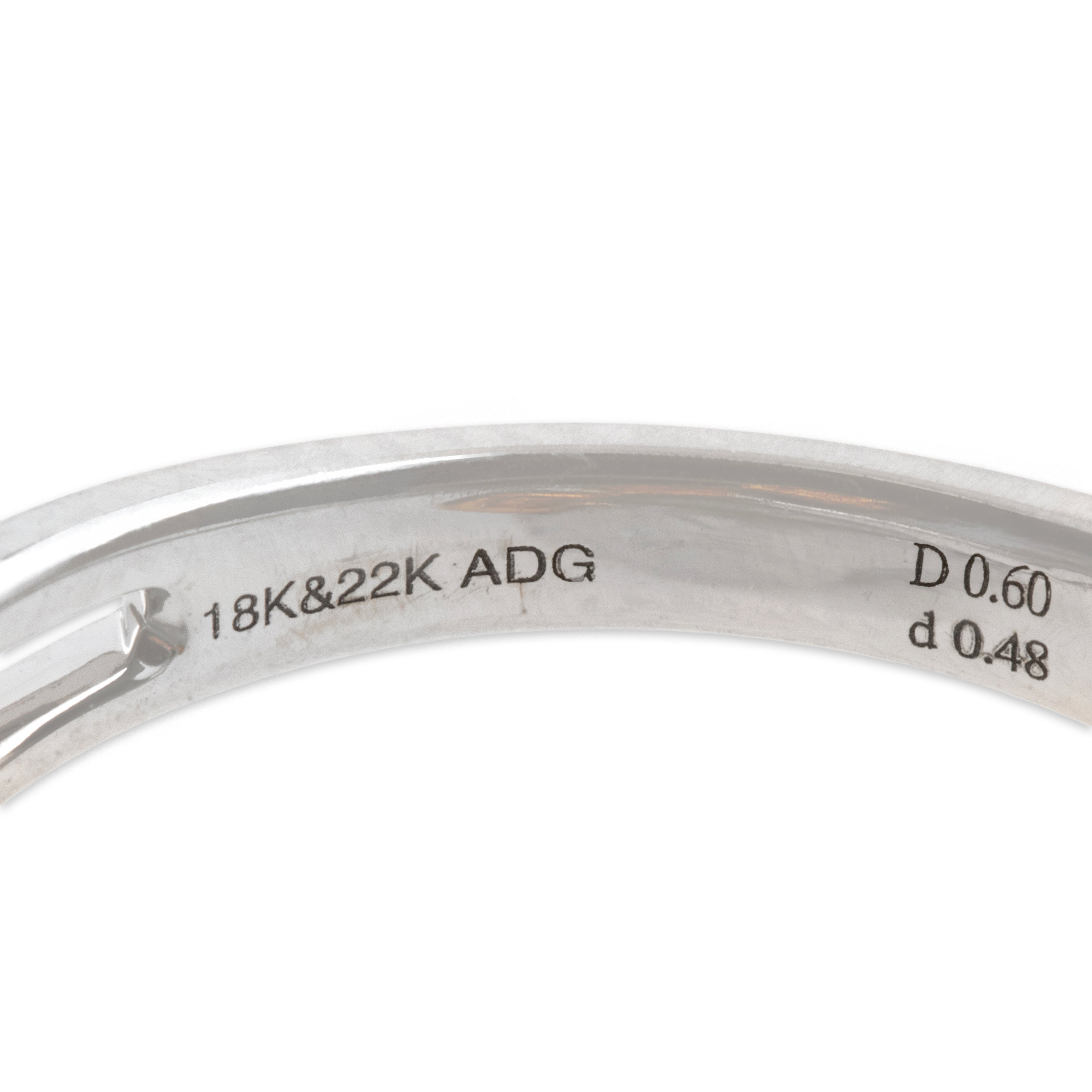 Estate 18k White Gold & 22k Yellow Gold [Custom Carat] Superb Waving Trio Ring - Hallmark view