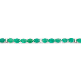 Vintage 14k White Gold 10.7cttw Emerald Diamond Elegant Tennis Bracelet 6.5"