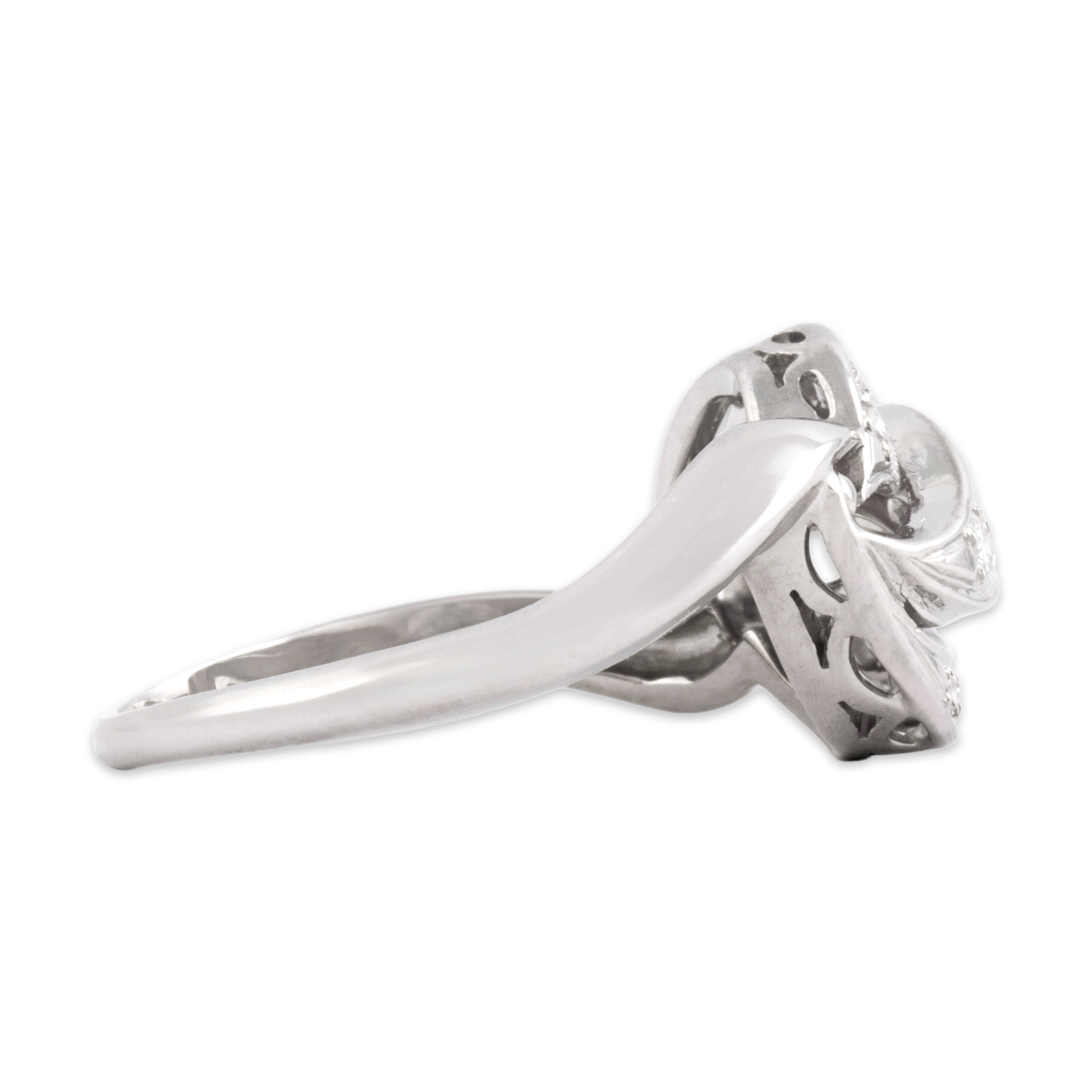 Vintage 14k White Gold Diamond Fabulous Bypass Triple Wave Ring - Side view