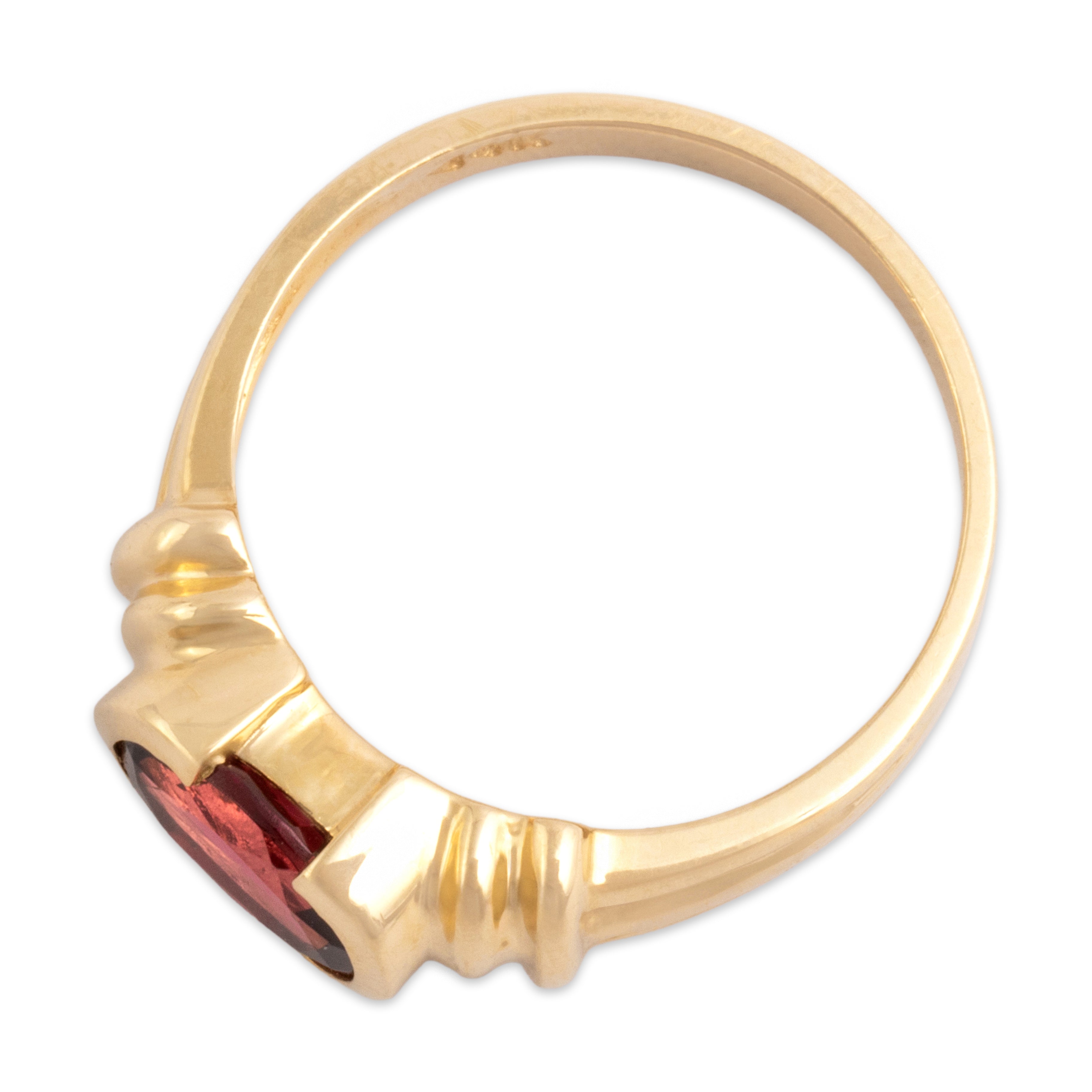 Vintage 14k Yellow Gold 1.35ct Pink Garnet Chic East-West Partial Bezel Ring - Overall view