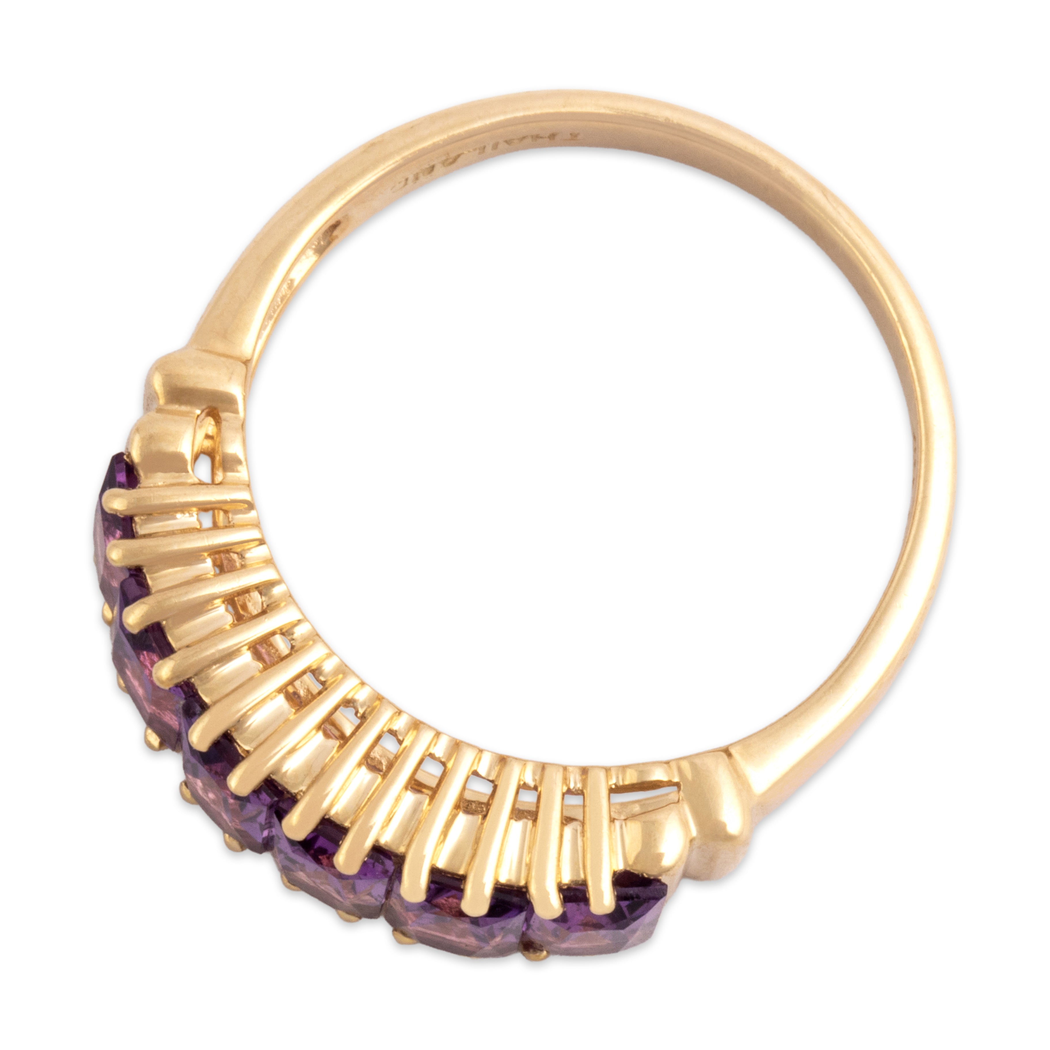 Vintage 14k Yellow Gold 2.9cttw Amethyst Bold Purple Line Ring - Overall view