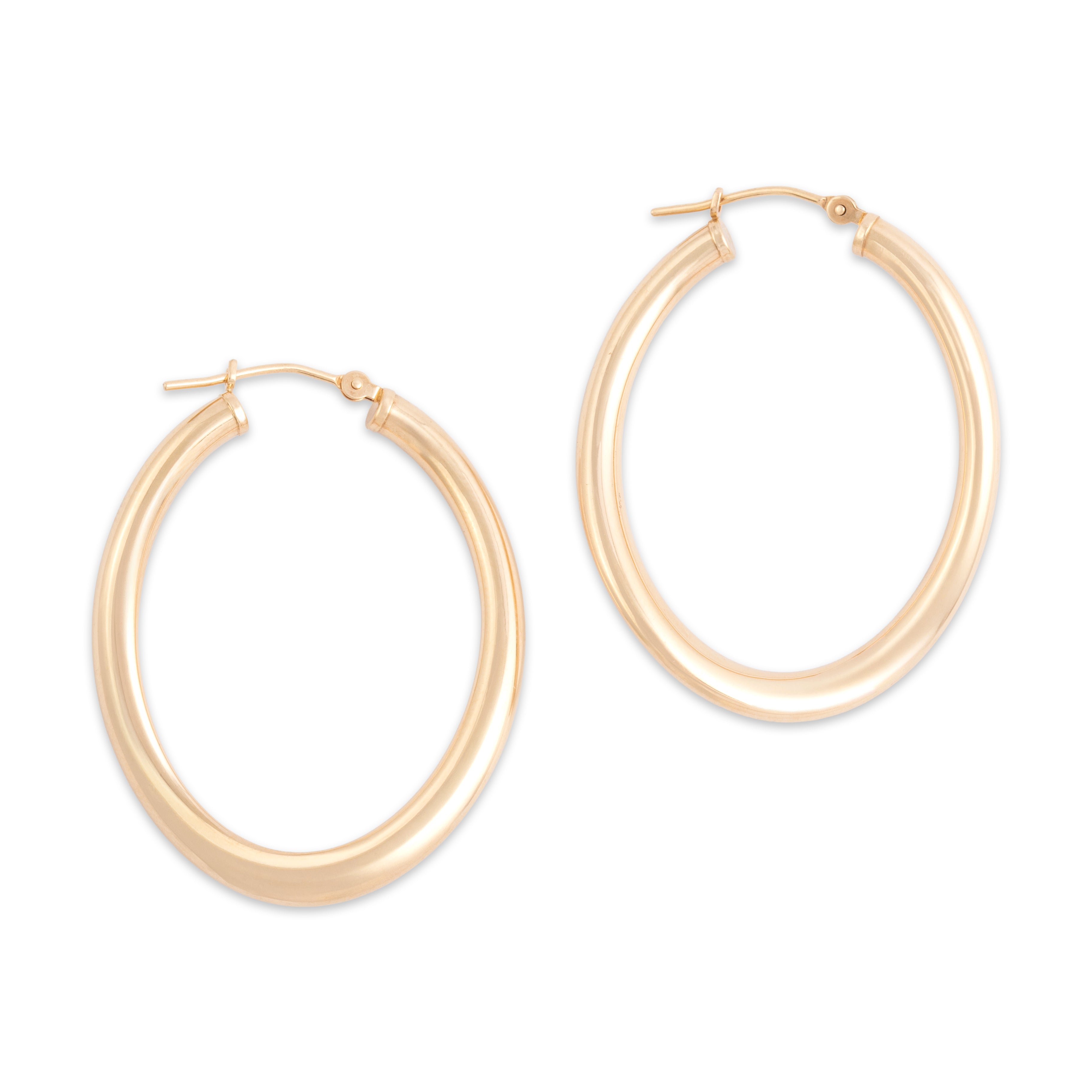Vintage Lightweight 14k Yellow Gold Twisting Tube Hoop Earrings - Side view
