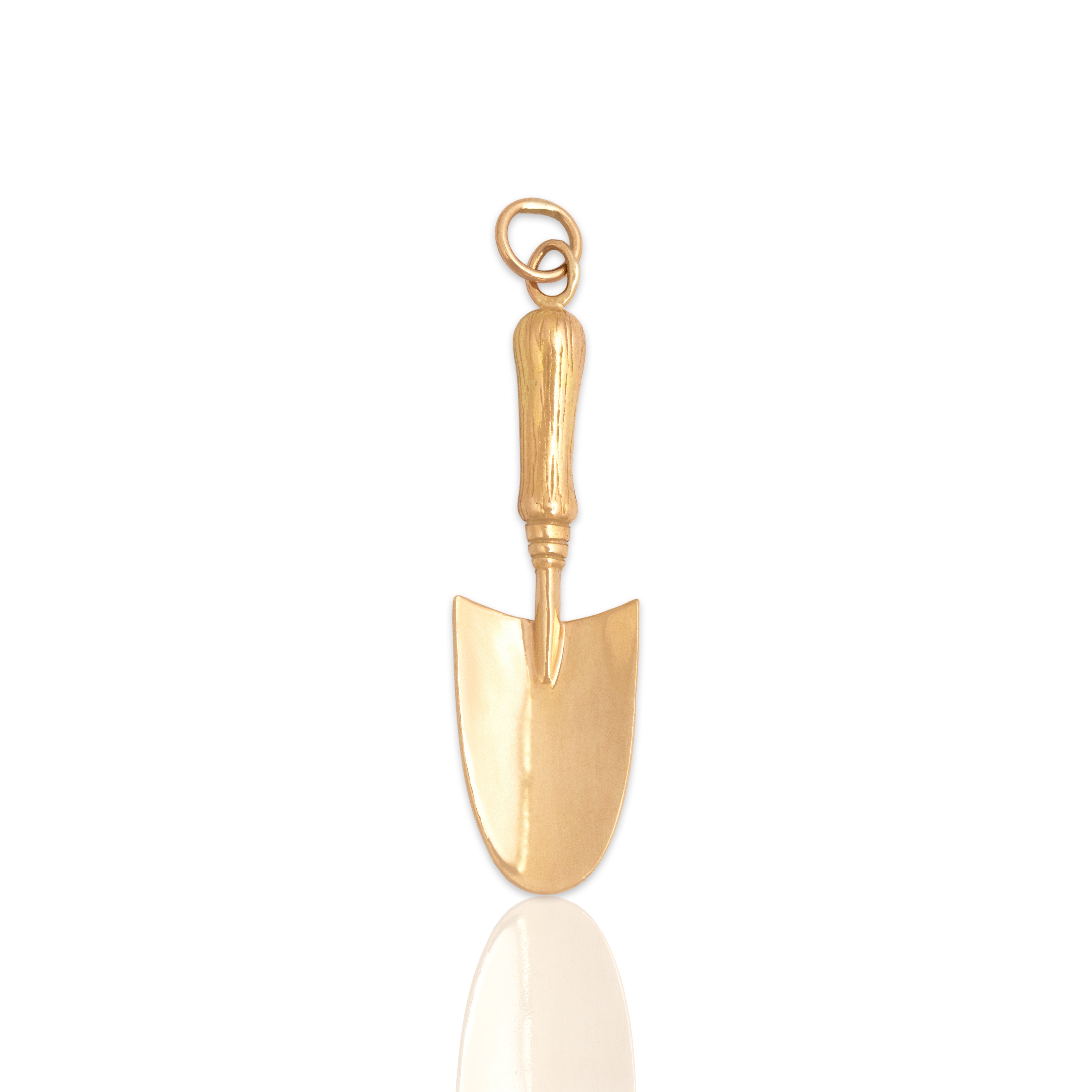 Vintage 14k Yellow Gold Playful Garden Trowel Charm / Pendant - Close-up view