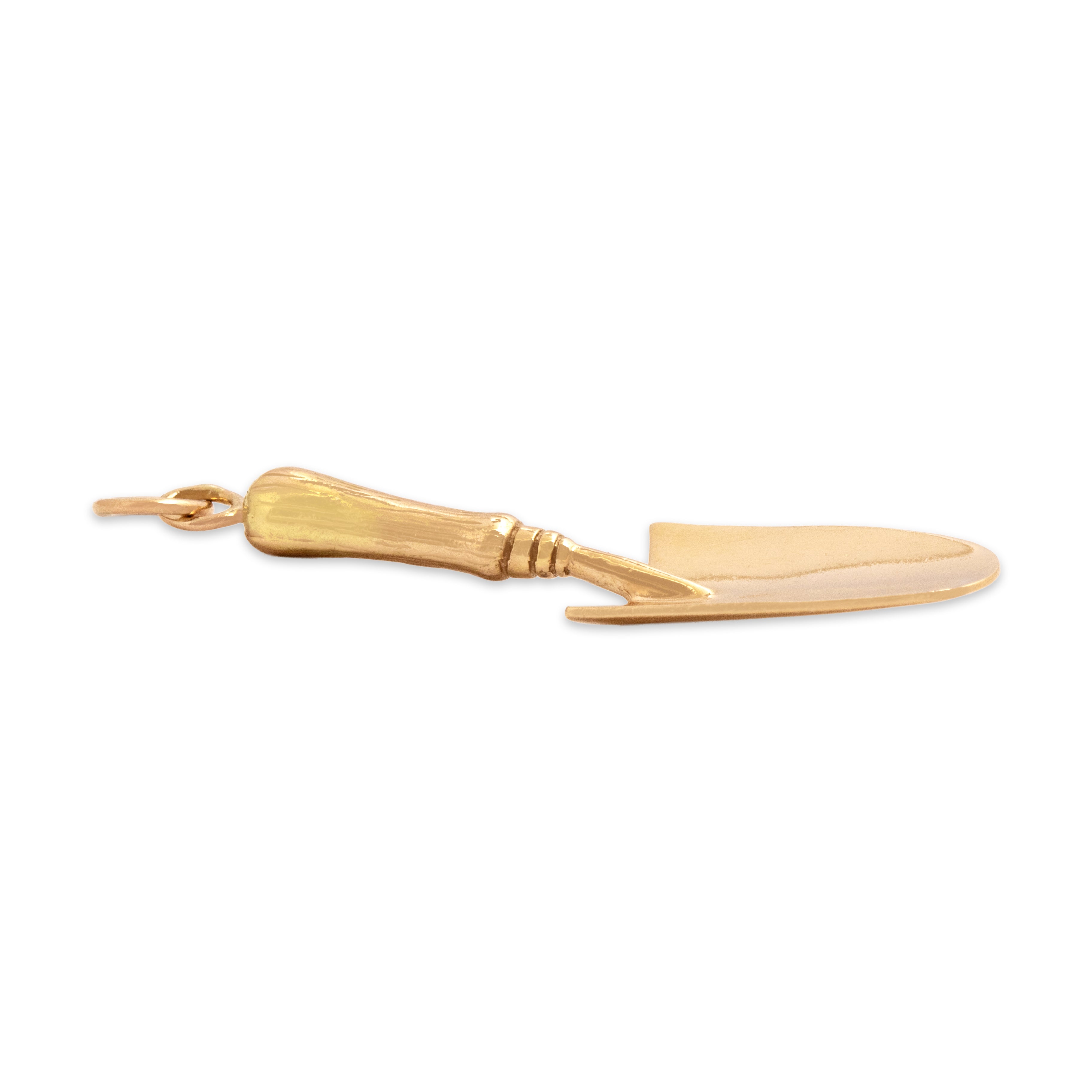 Vintage 14k Yellow Gold Playful Garden Trowel Charm / Pendant - Side view