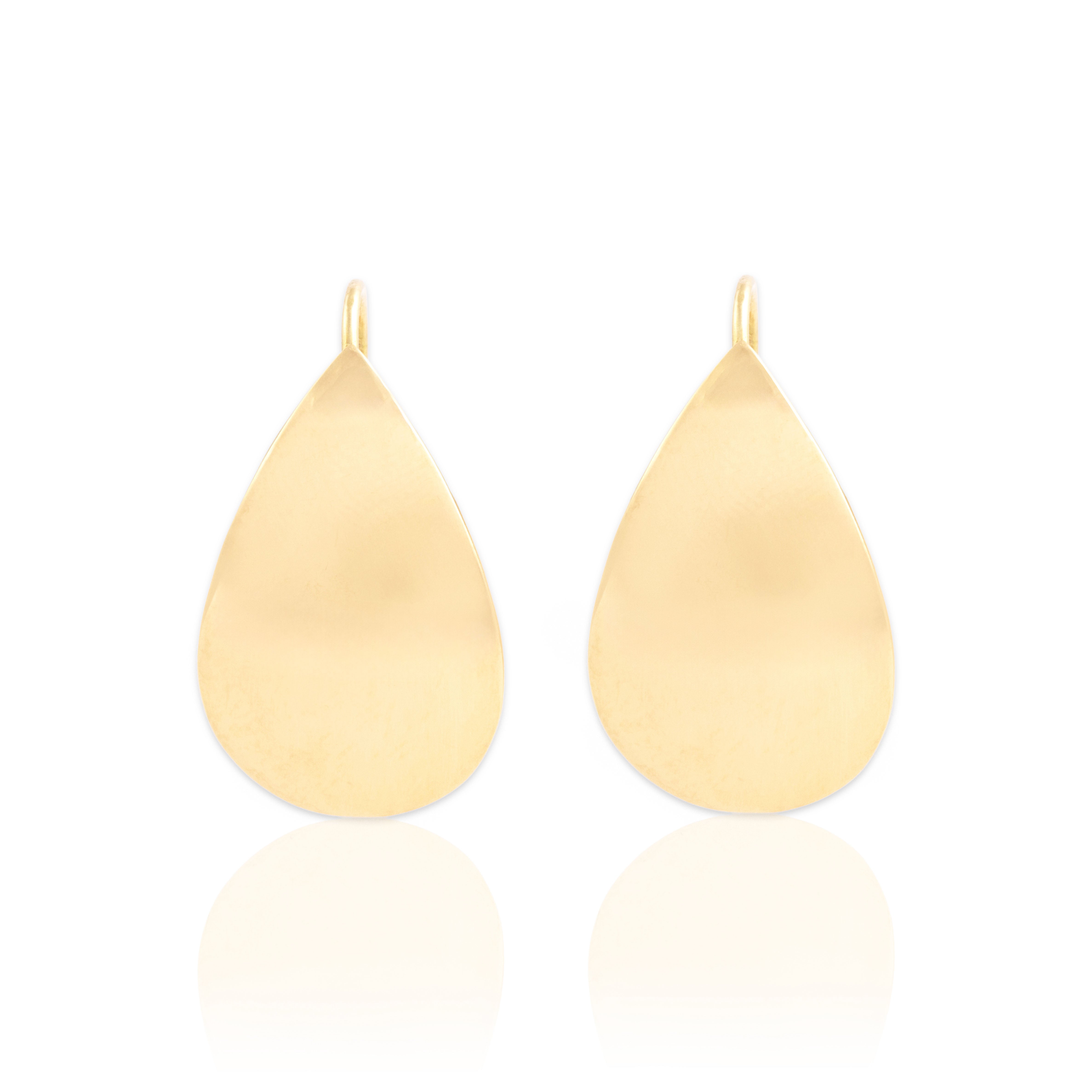 Vintage 14k Yellow Gold Gleaming Artistic Teardrop Earrings