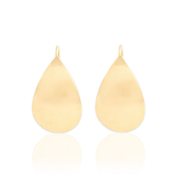 Vintage 14k Yellow Gold Gleaming Artistic Teardrop Earrings