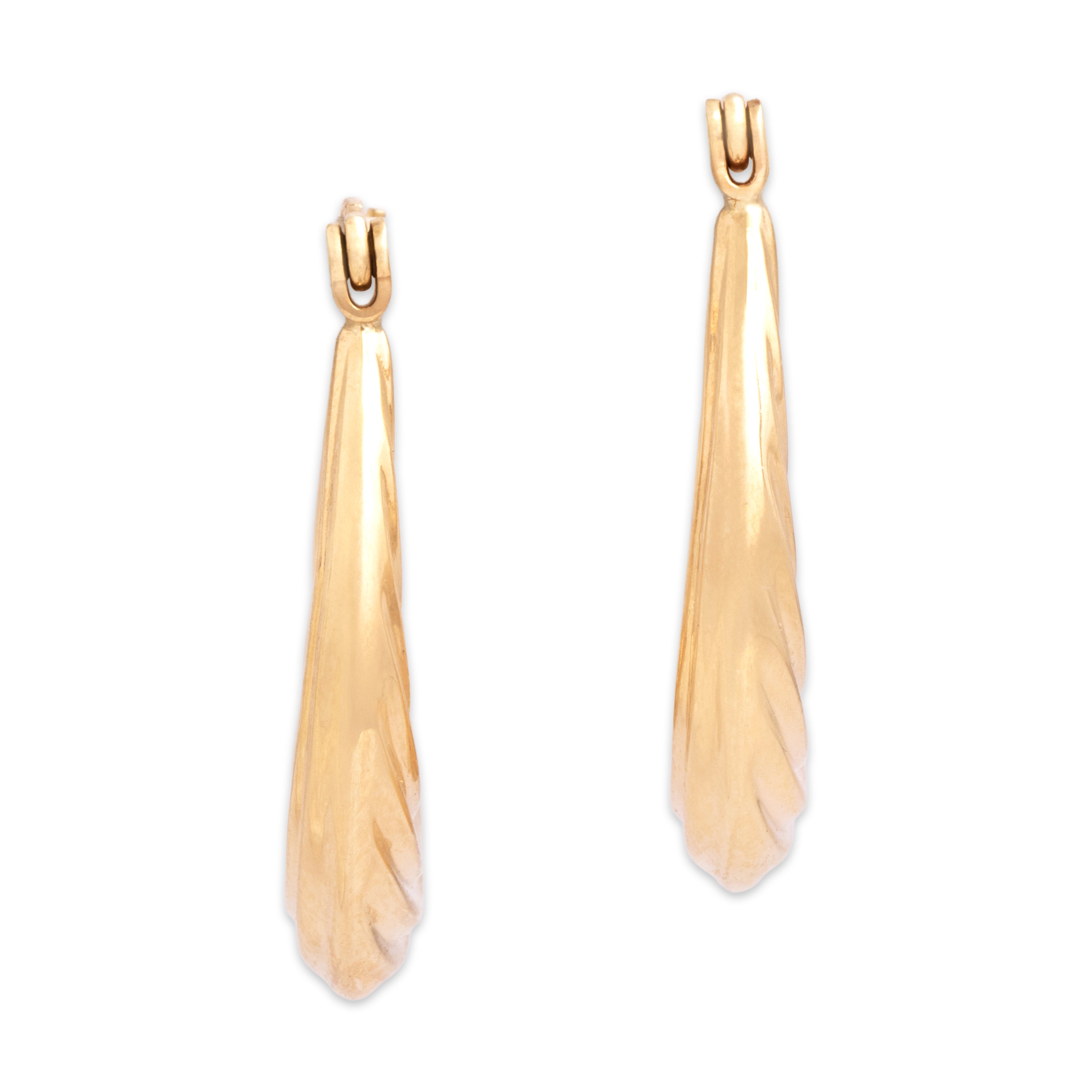 Vintage 14k Yellow Gold Lovely Puffy Swirl Hoop Earrings - Overall view