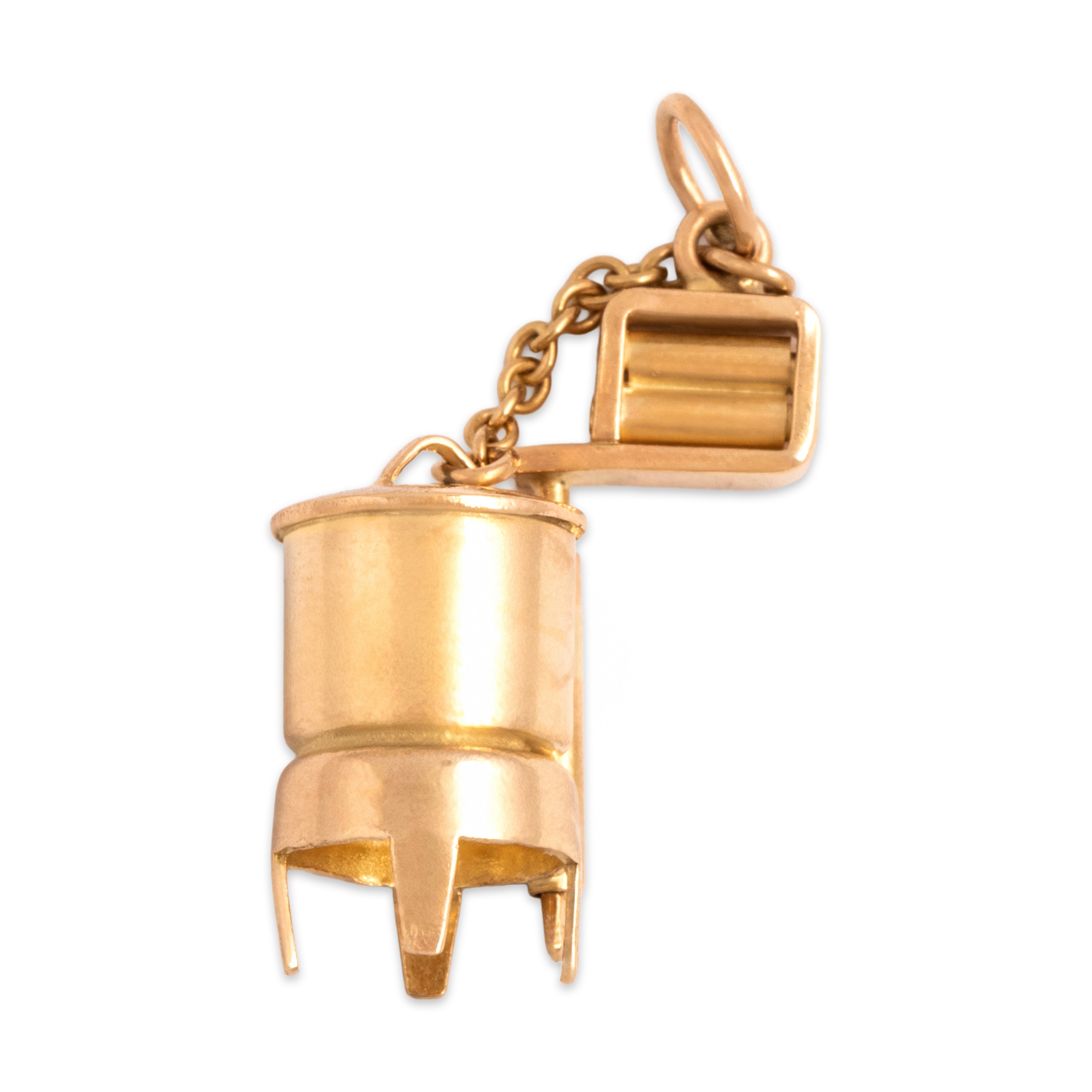 Vintage 14k Yellow Gold Dimensional Articulated Wringer Washing Machine Charm / Pendant - detail view #1