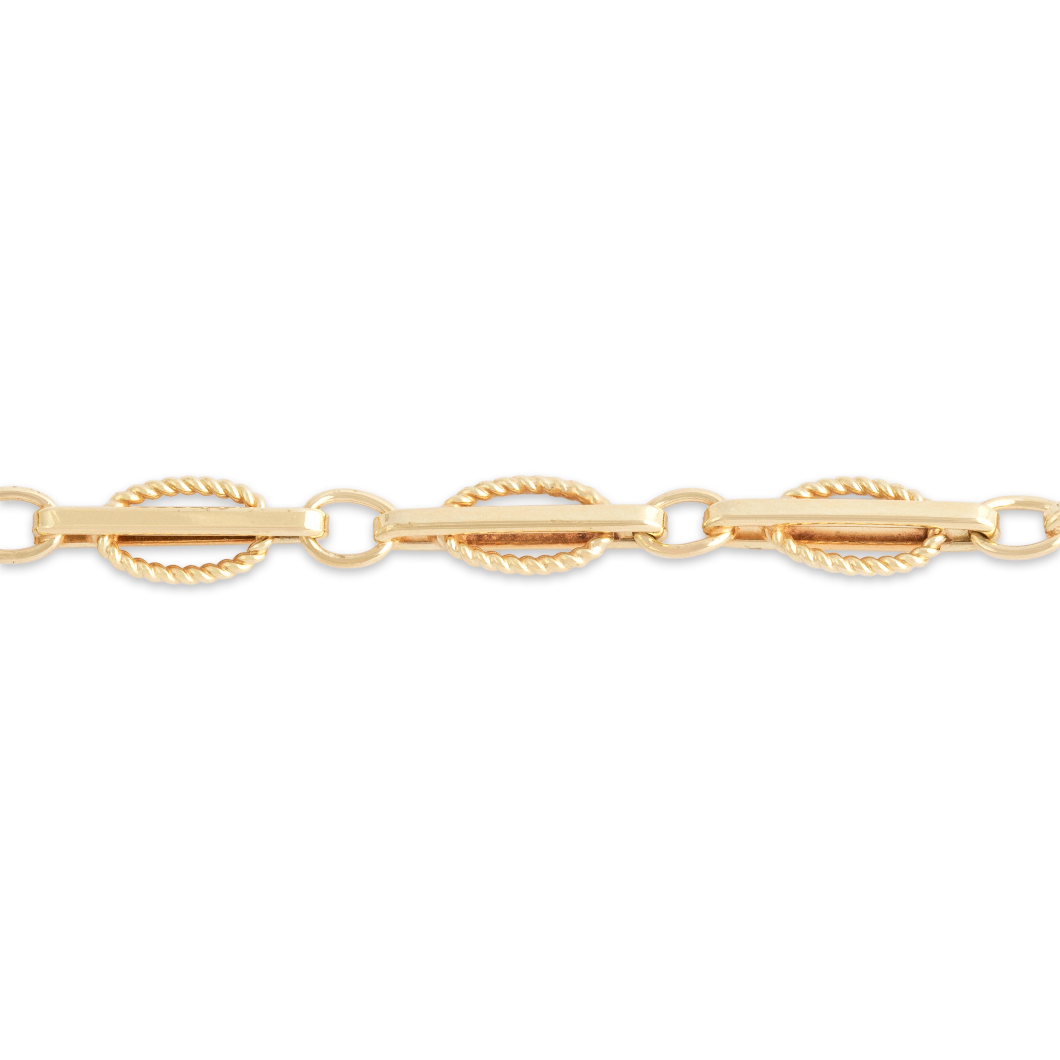 Vintage Italian 14k Yellow & Rose Gold Rope Loop Bar Link Bracelet - detail view #1