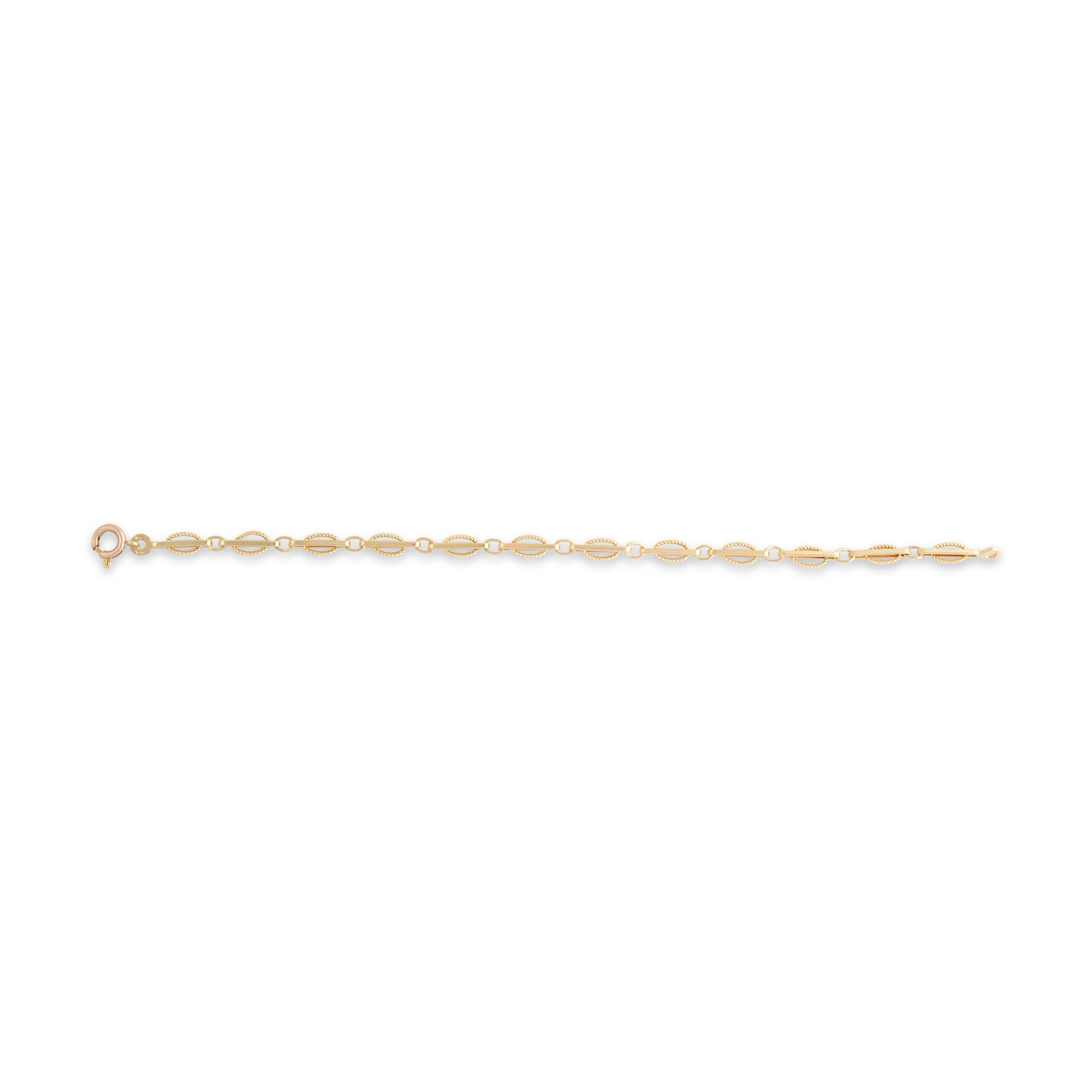 Vintage Italian 14k Yellow & Rose Gold Rope Loop Bar Link Bracelet - Overall view