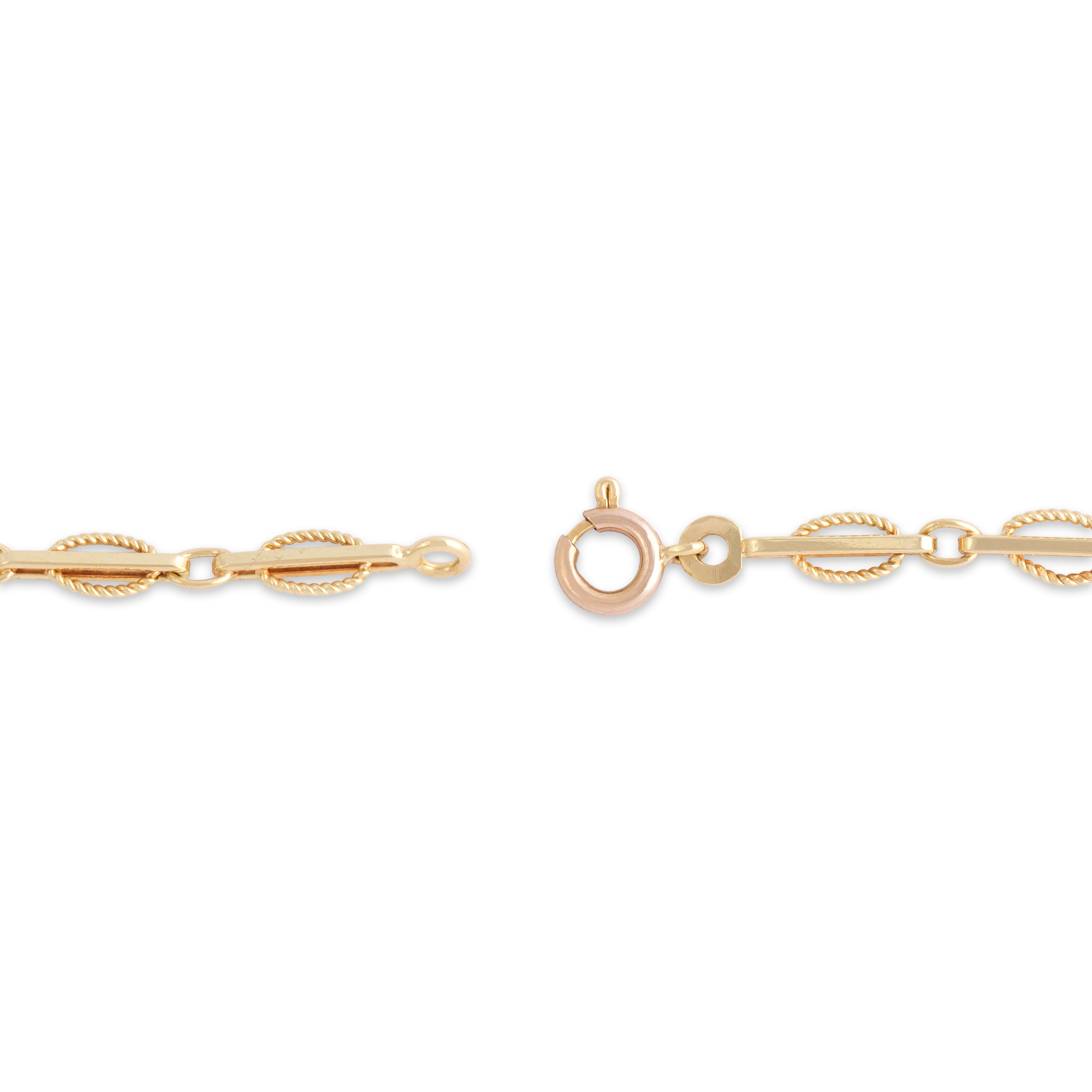 Vintage Italian 14k Yellow & Rose Gold Rope Loop Bar Link Bracelet - clasp view